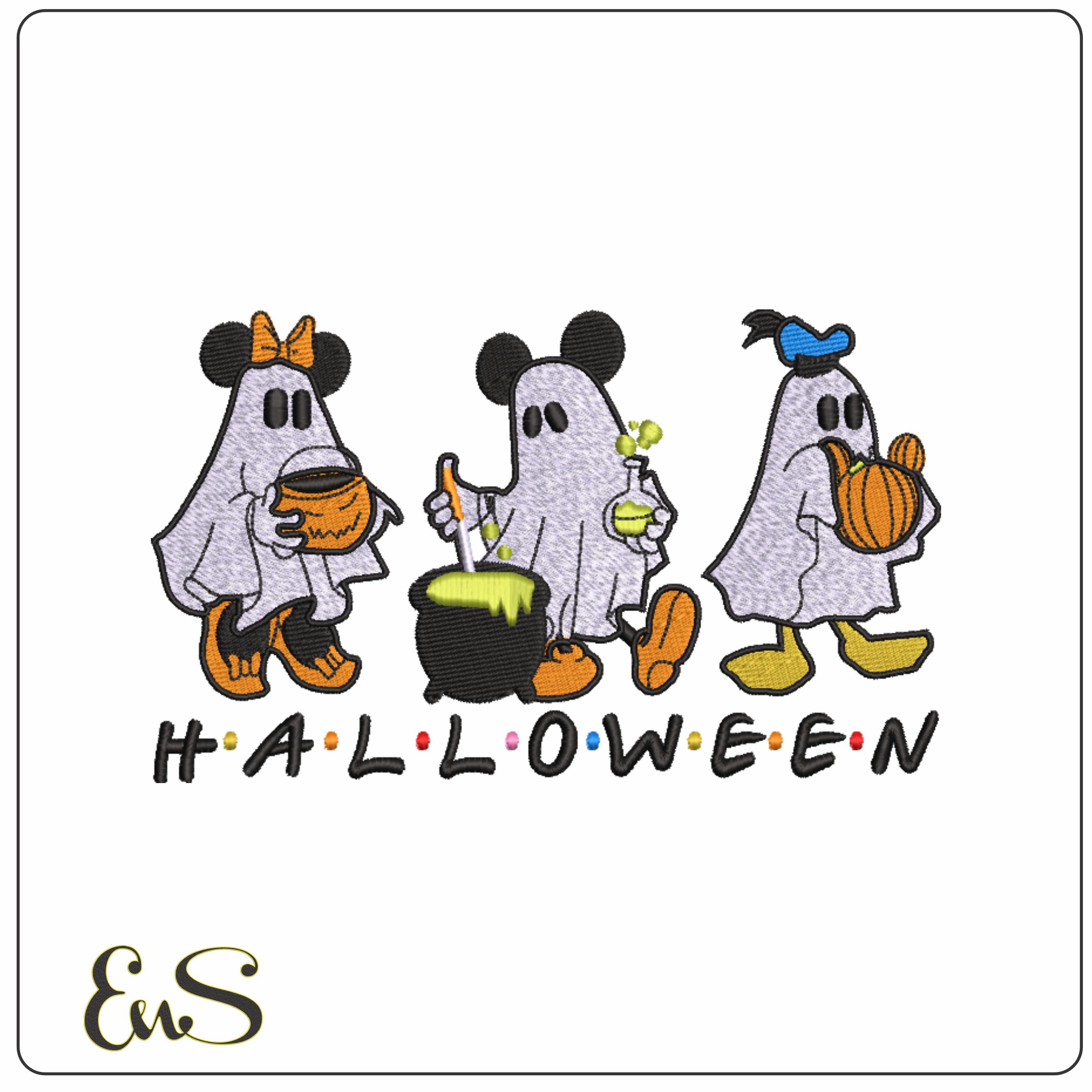 Mickey and Friends in Ghost Outfits - Halloween embroidery design - embroidery file - instant download