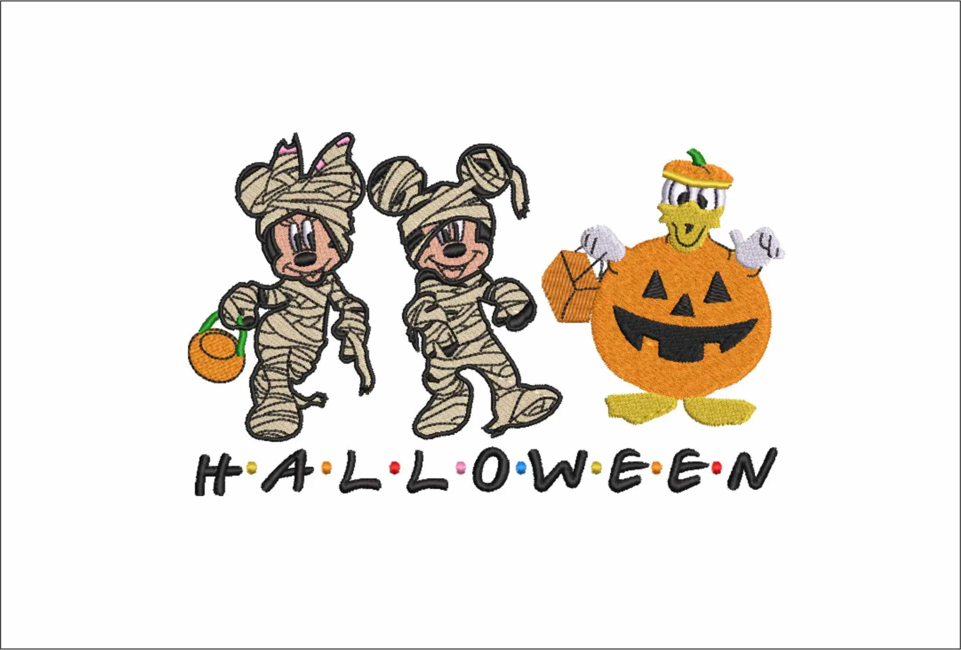 Mickey and Minnie in Mummy Outfits - Halloween embroidery design - embroidery file - instant download