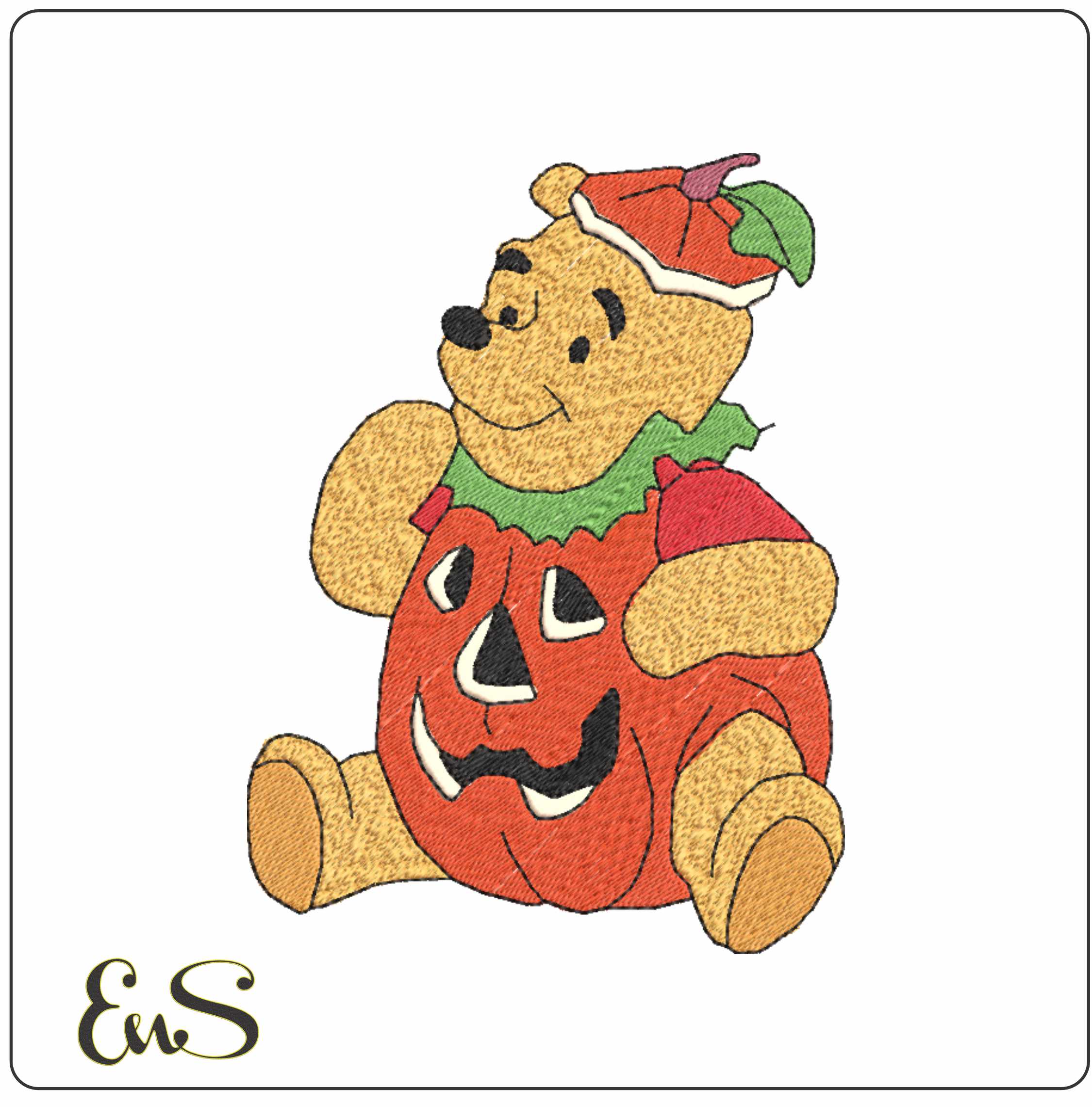 Pooh in Pumpkin - Halloween embroidery design - embroidery file - instant download