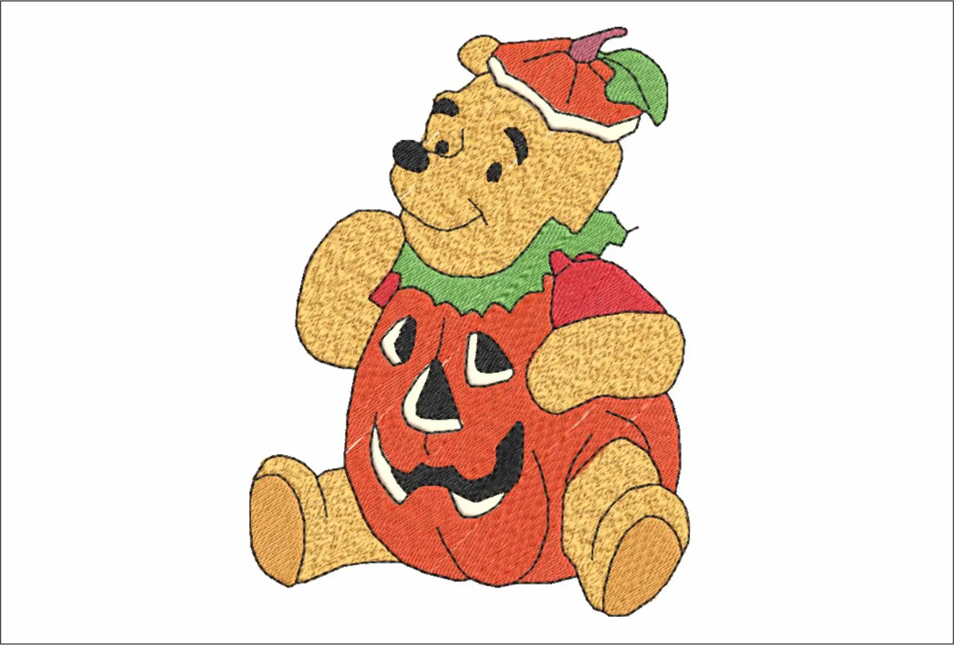 Pooh in Pumpkin - Halloween embroidery design - embroidery file - instant download