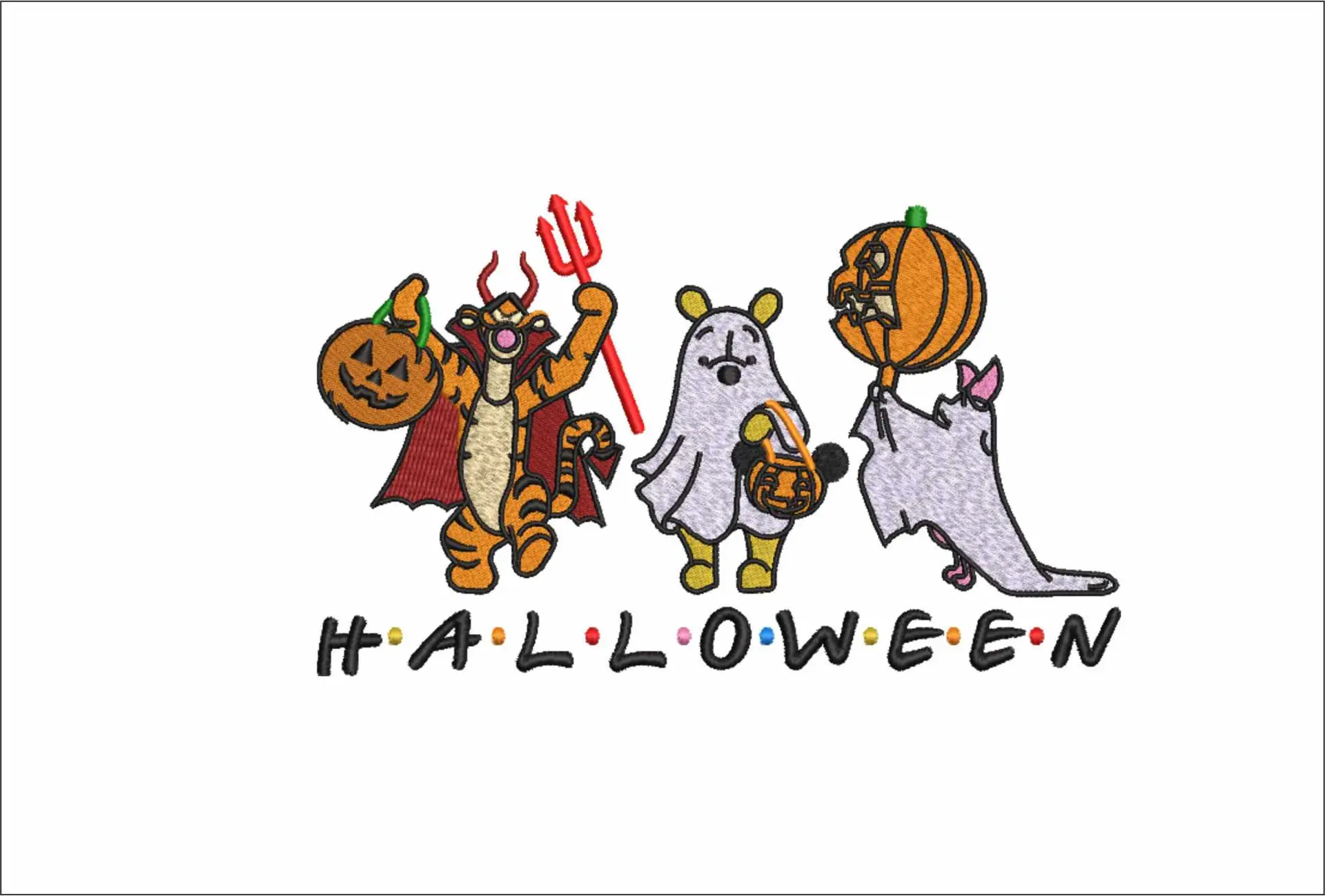 Pooh and Tigger - Halloween embroidery design - embroidery file - instant download