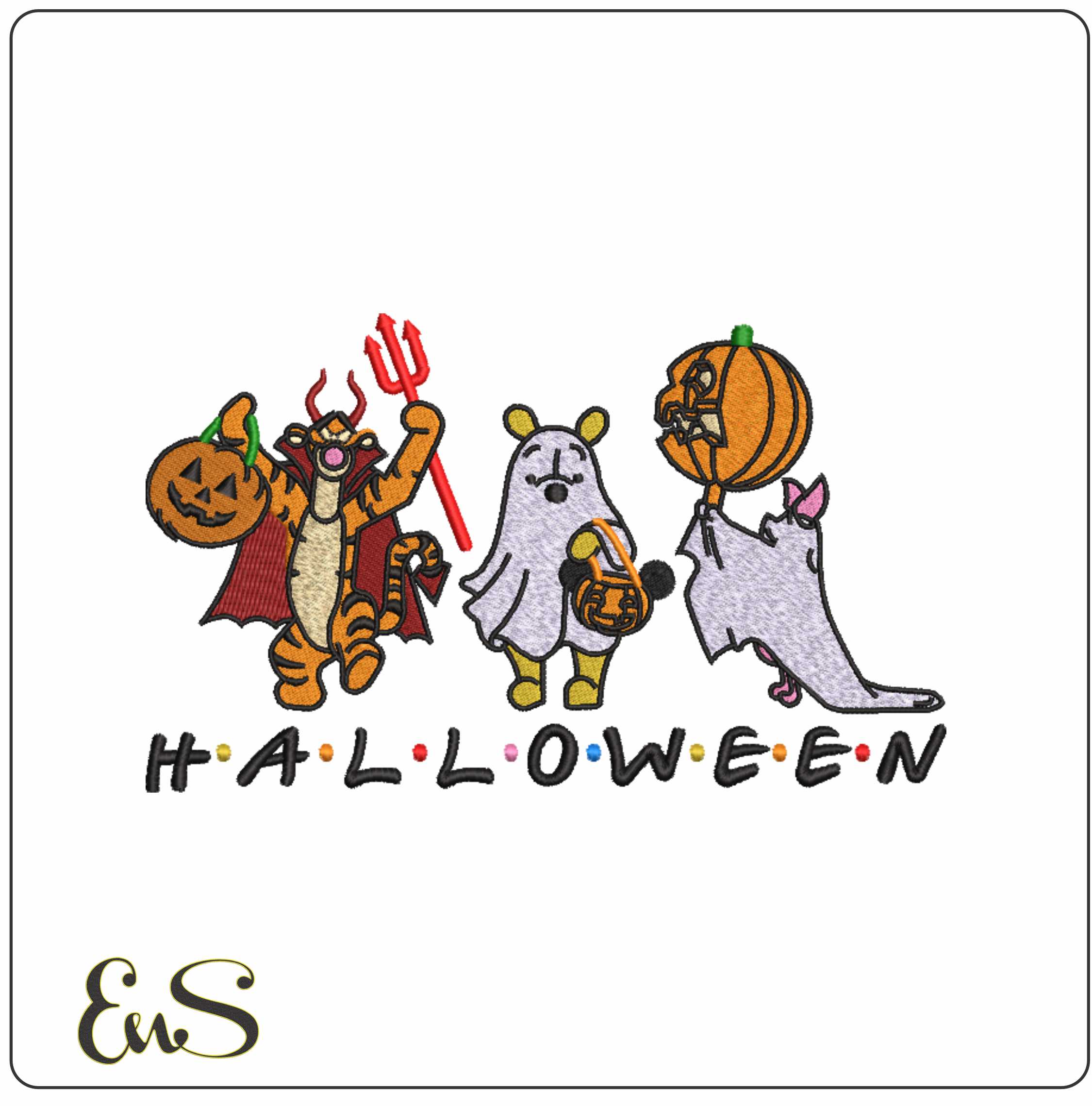 Pooh and Tigger - Halloween embroidery design - embroidery file - instant download