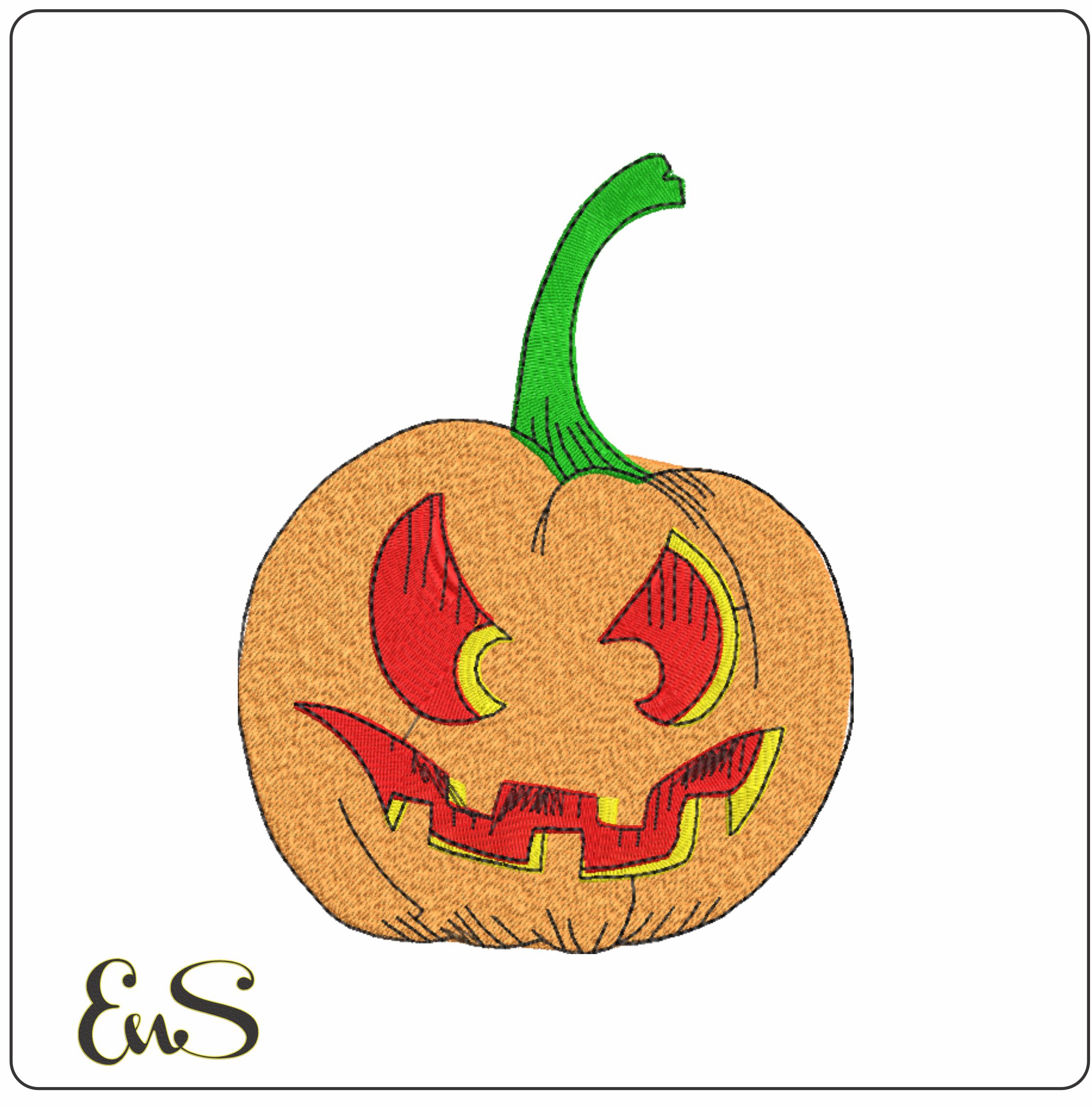 Angry Pumpkin - Halloween embroidery design - embroidery file - instant download