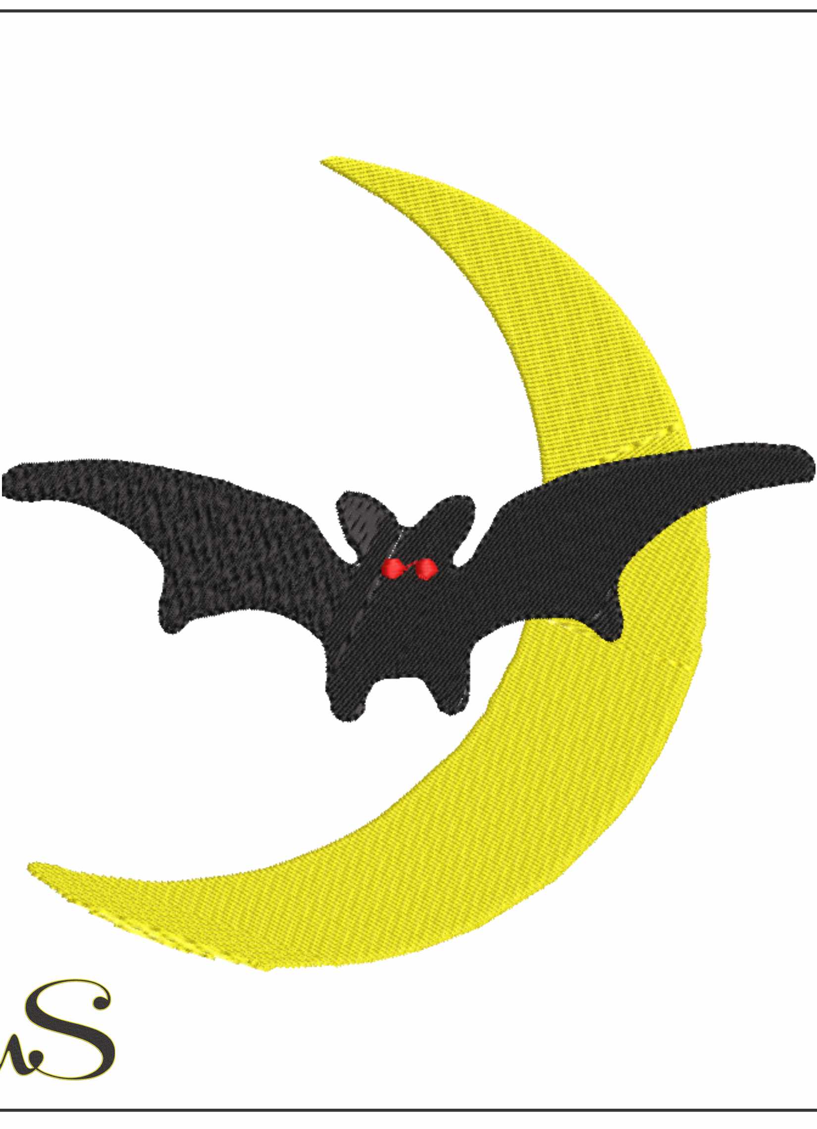 Bat across Moon - Halloween embroidery design - embroidery file - instant download