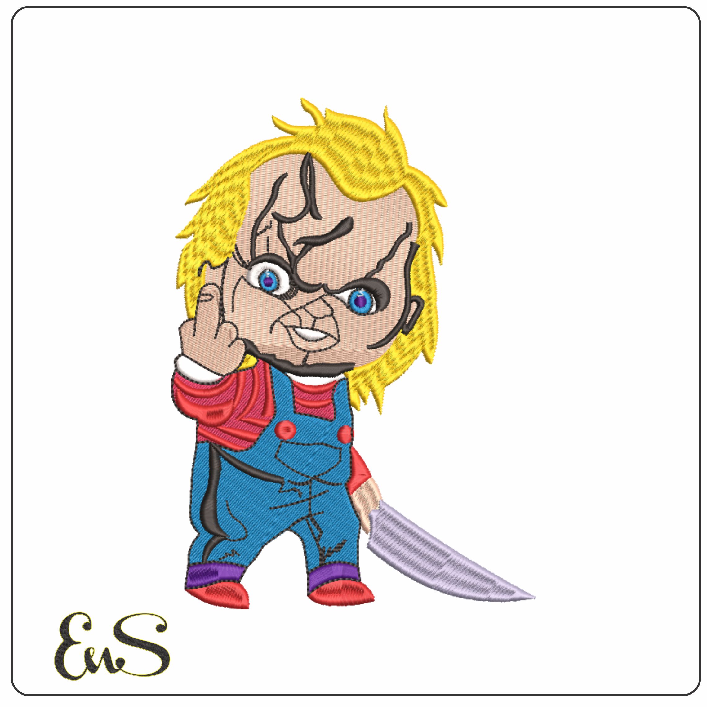 Chucky Finger Cartoon - Halloween embroidery design - embroidery file - instant download