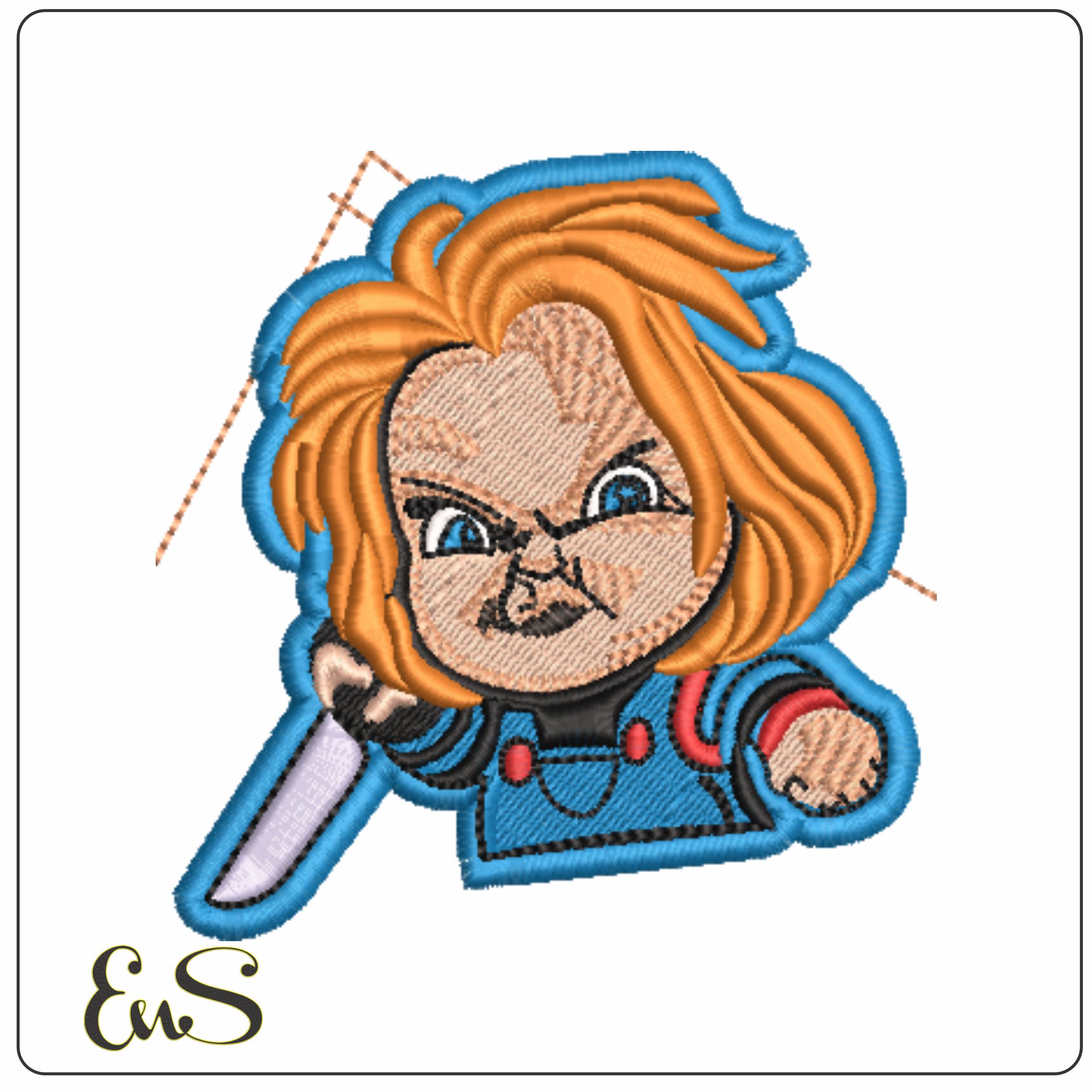 Chucky Knife Cartoon - Halloween embroidery design - embroidery file - instant download