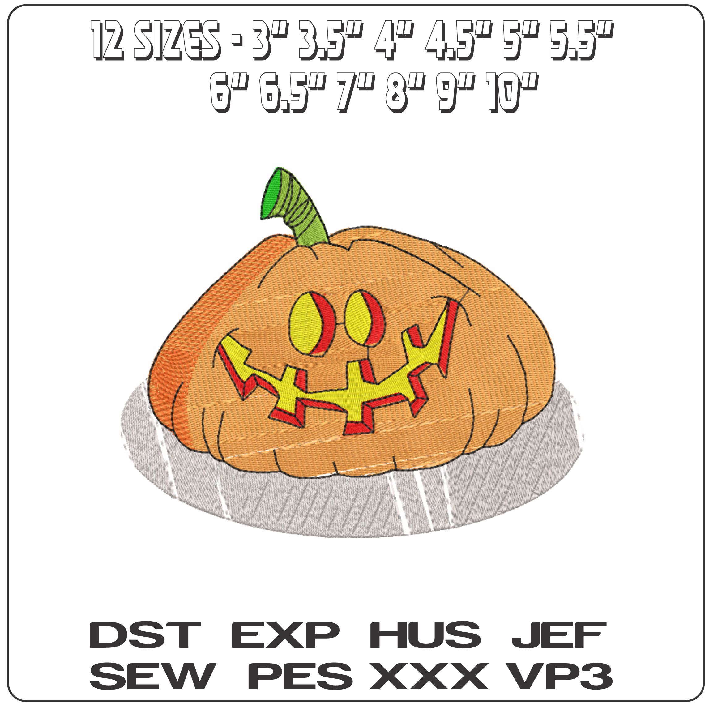 Flat Pumpkin - Halloween embroidery design - embroidery file - instant download