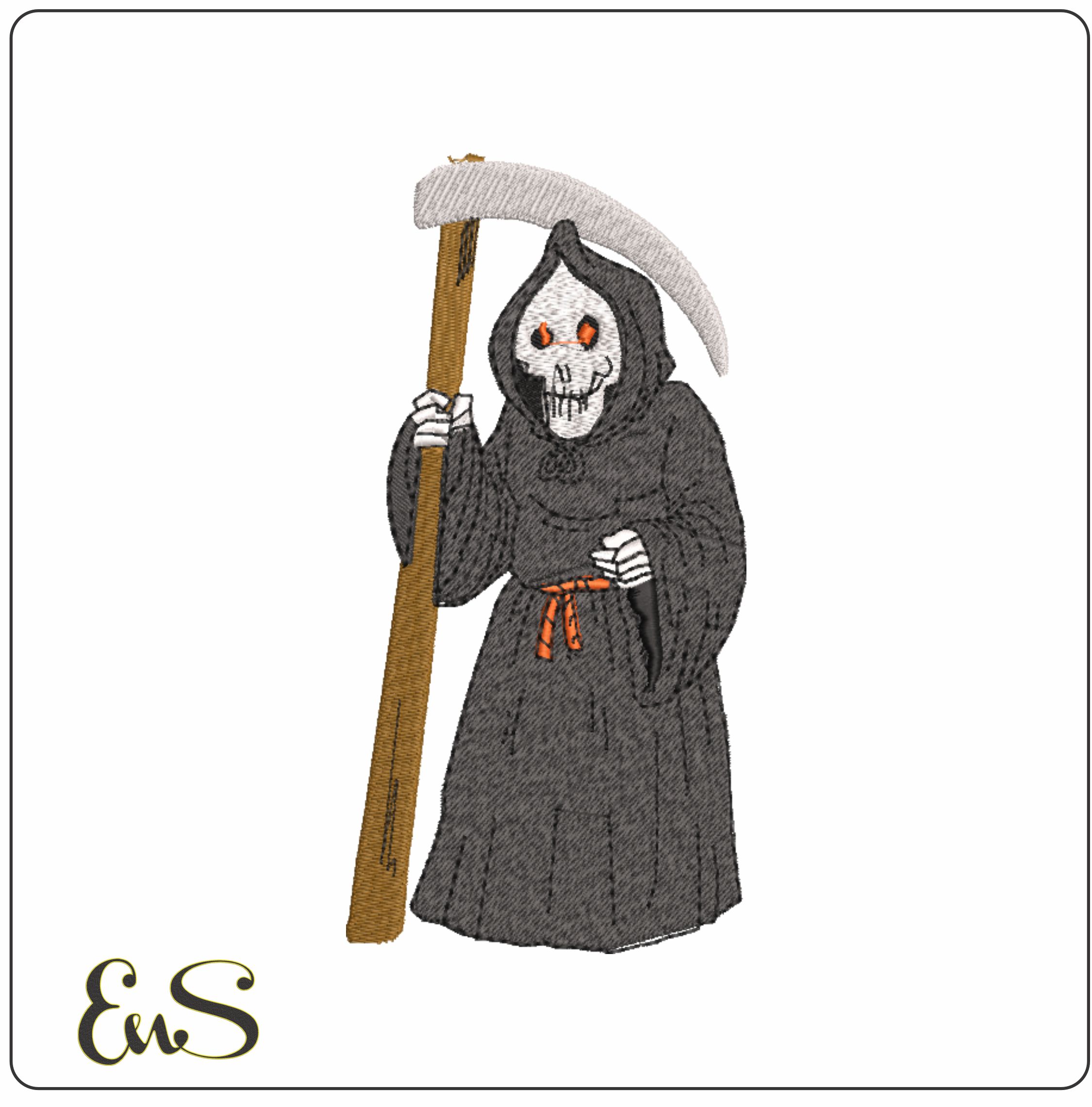 Grimm Reaper - Halloween embroidery design - embroidery file - instant download