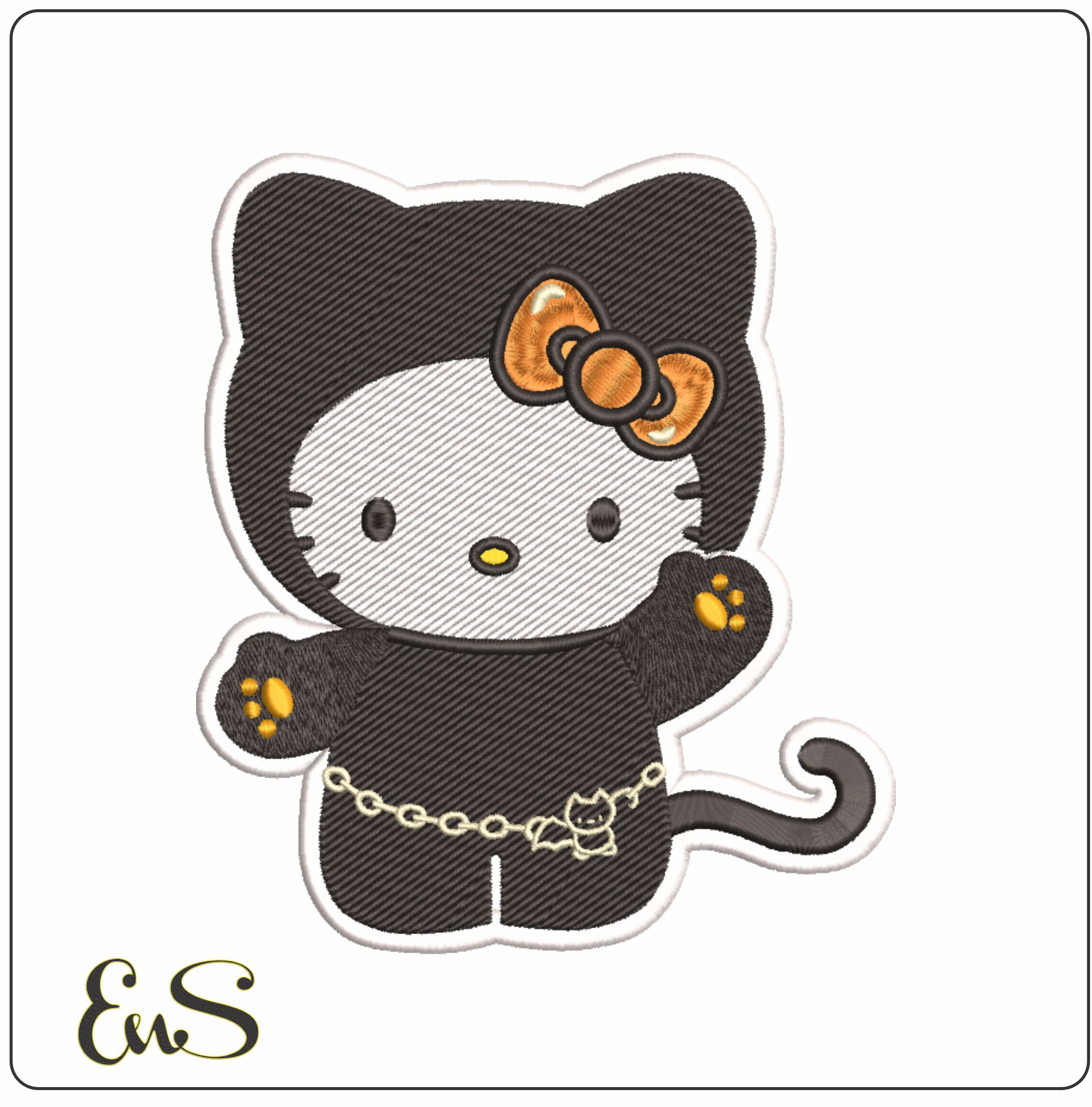 Hello Kitty Batman - Halloween embroidery design - embroidery file - instant download