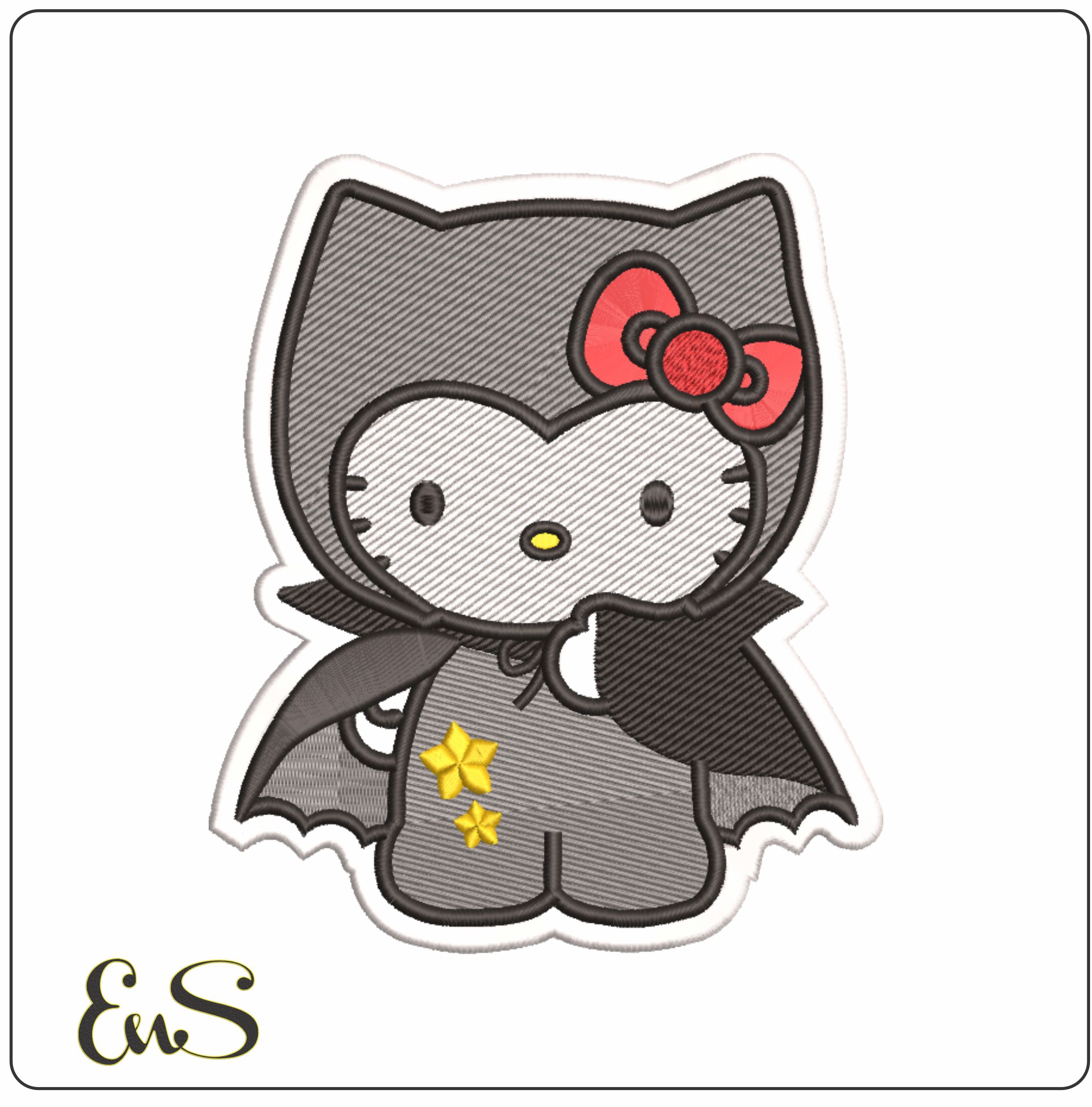 Hello Kitty Dracula - Halloween embroidery design - embroidery file - instant download