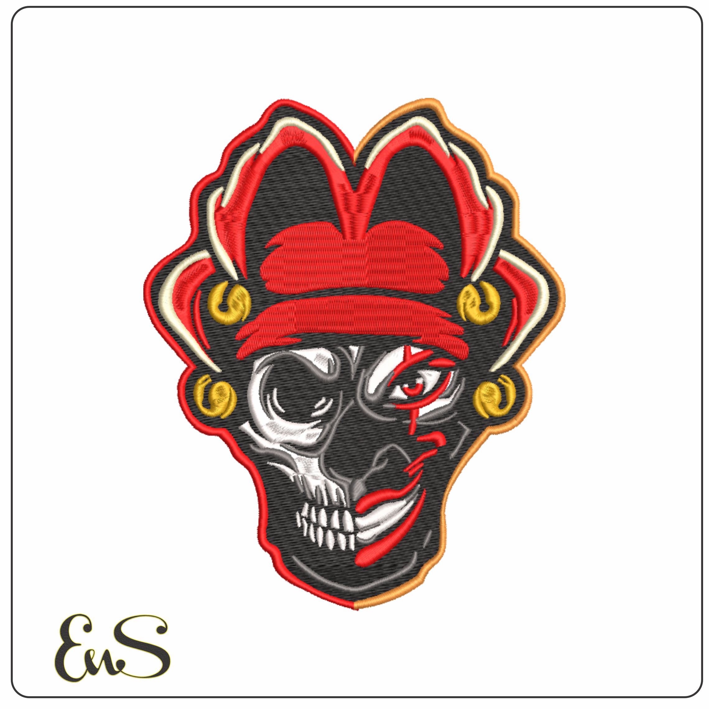 Joker Skull - Halloween embroidery design - embroidery file - instant download