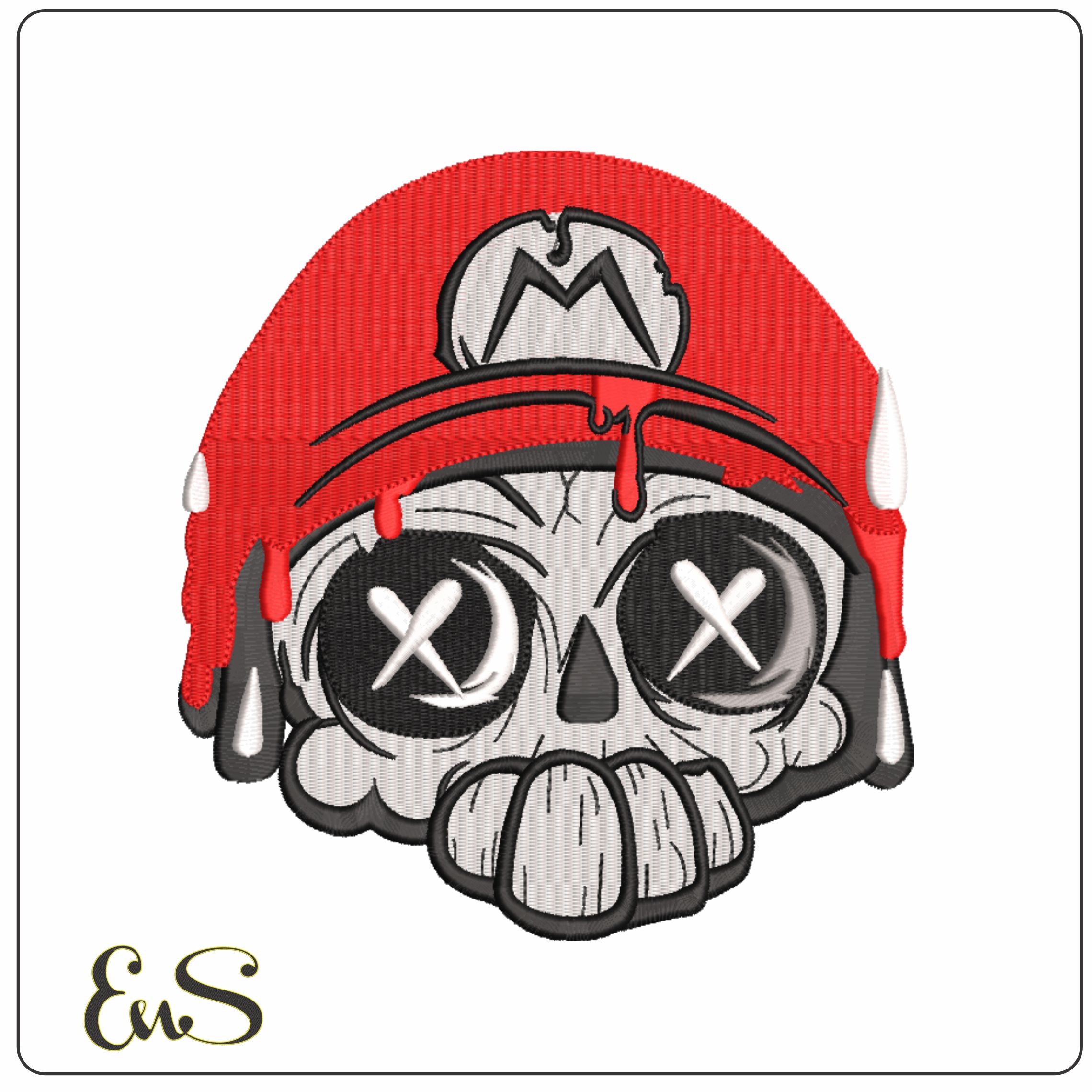 Mario Skull - Halloween embroidery design - embroidery file - instant download