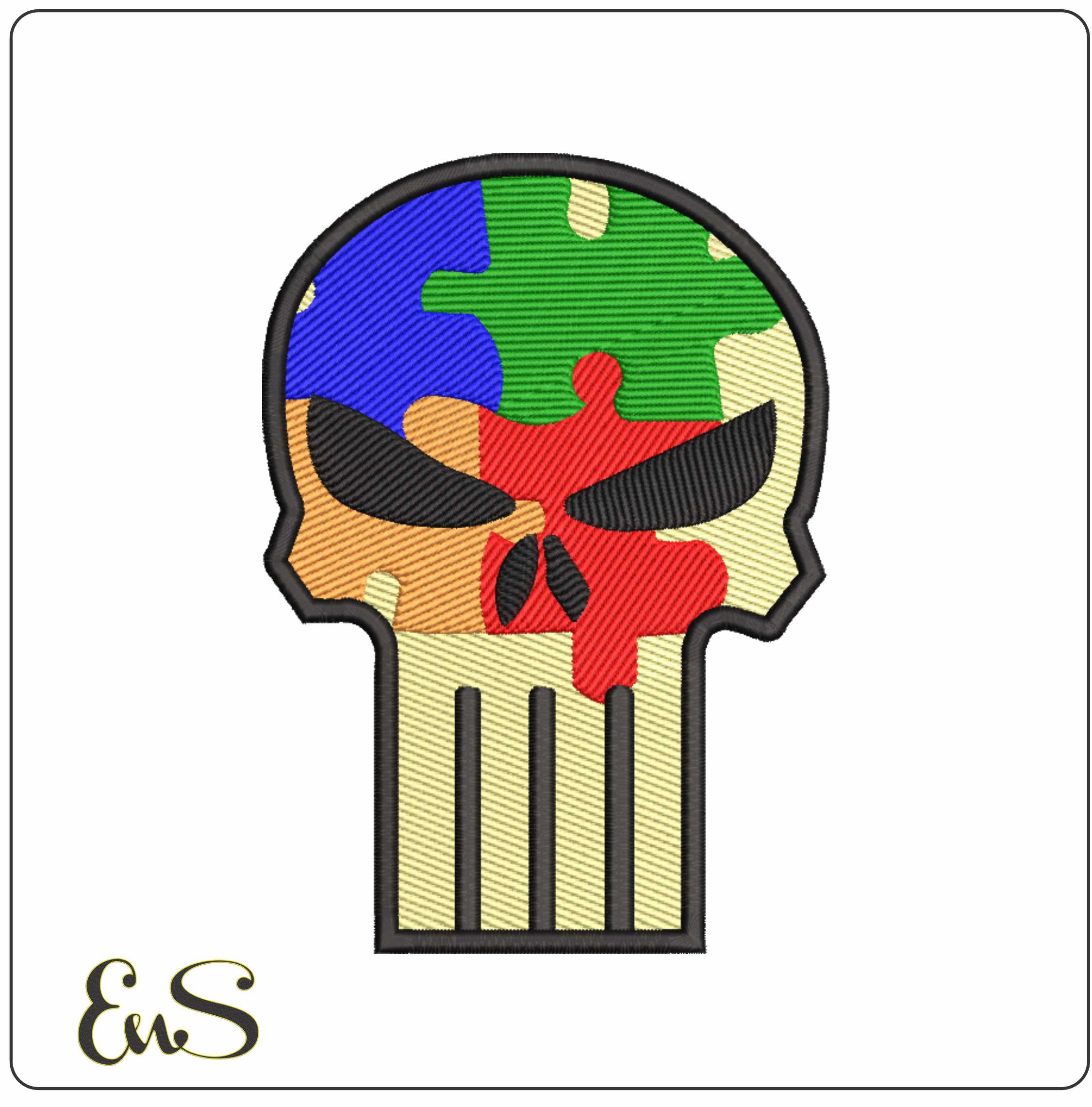 Punisher Skull - Halloween embroidery design - embroidery file - instant download