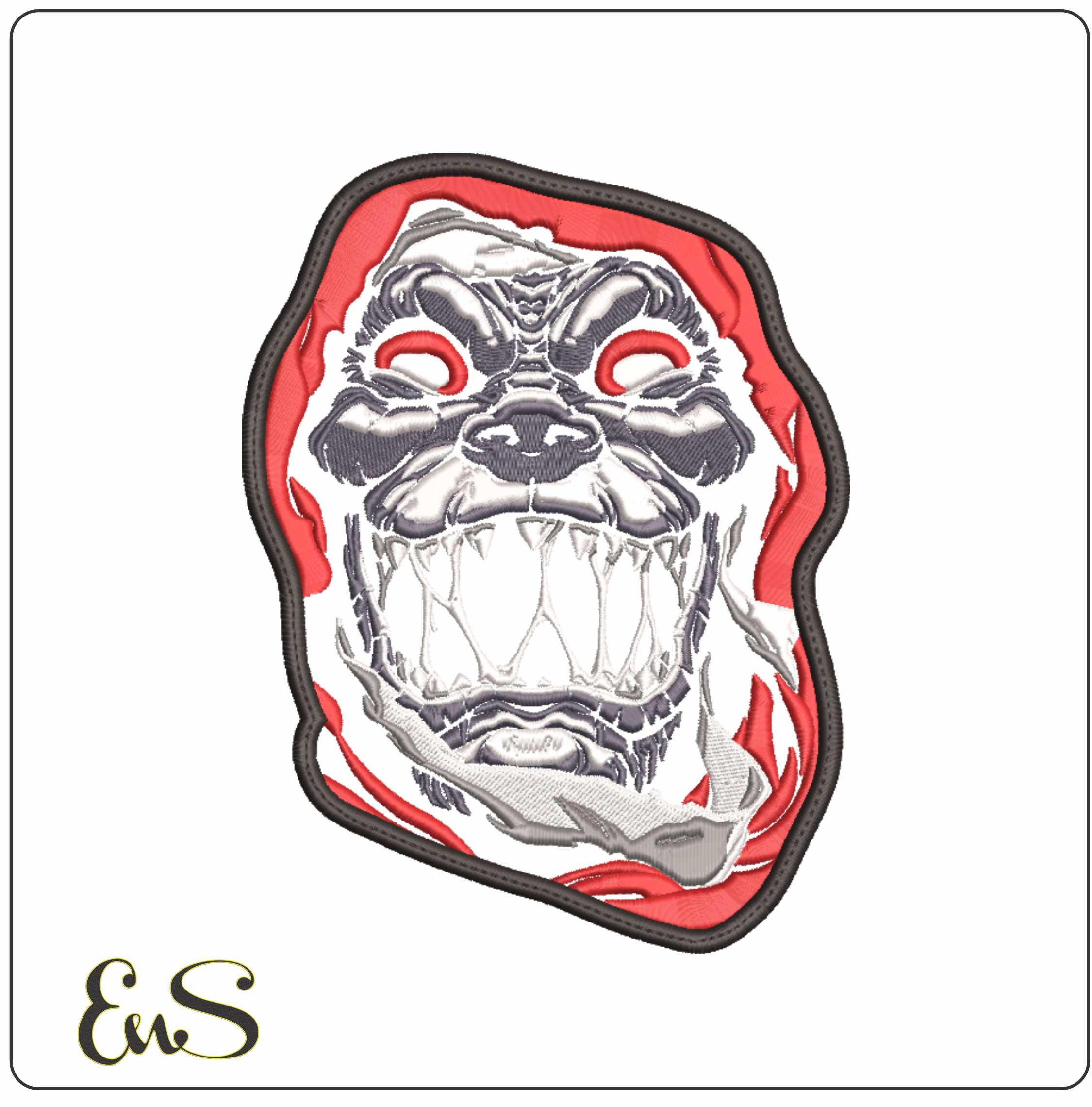 Red Eye Skull - Halloween embroidery design - embroidery file - instant download
