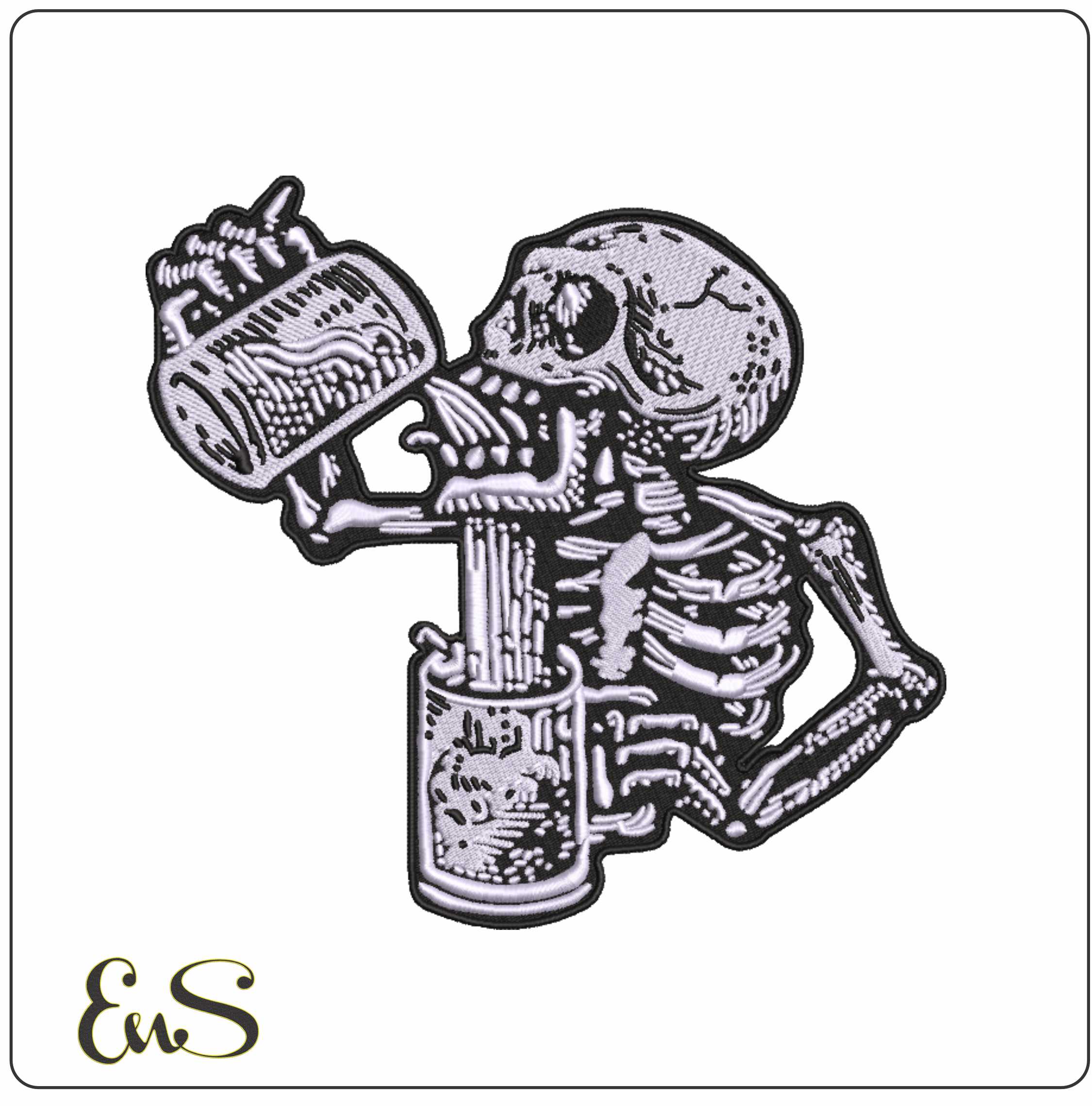 Skeleton Beer - Halloween embroidery design - embroidery file - instant download