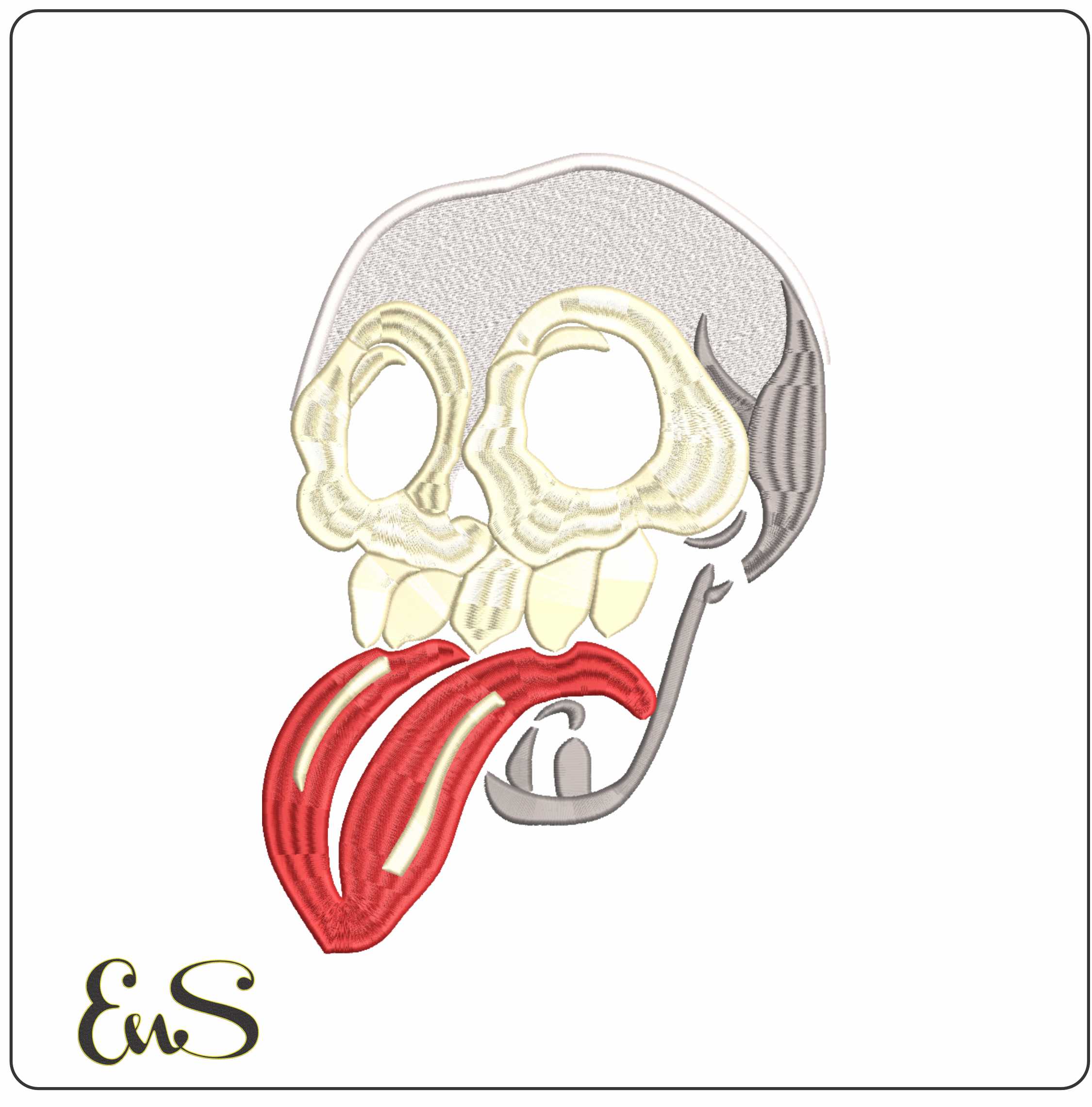 Skeleton Tongue - Halloween embroidery design - embroidery file - instant download