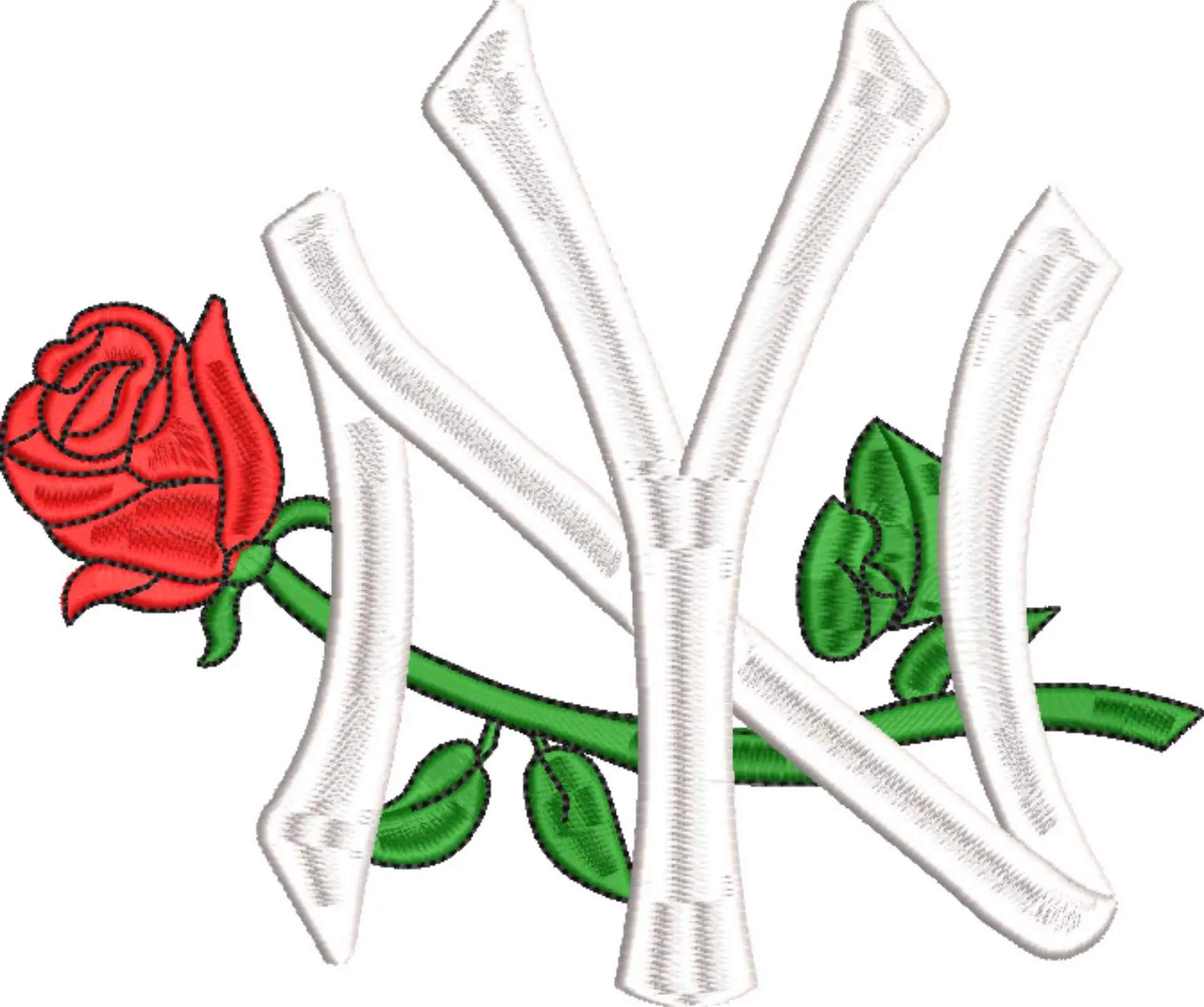 New York White Yankees Rose - Major league Baseball logo - MLB embroidery machine pattern embroidery file - instant download