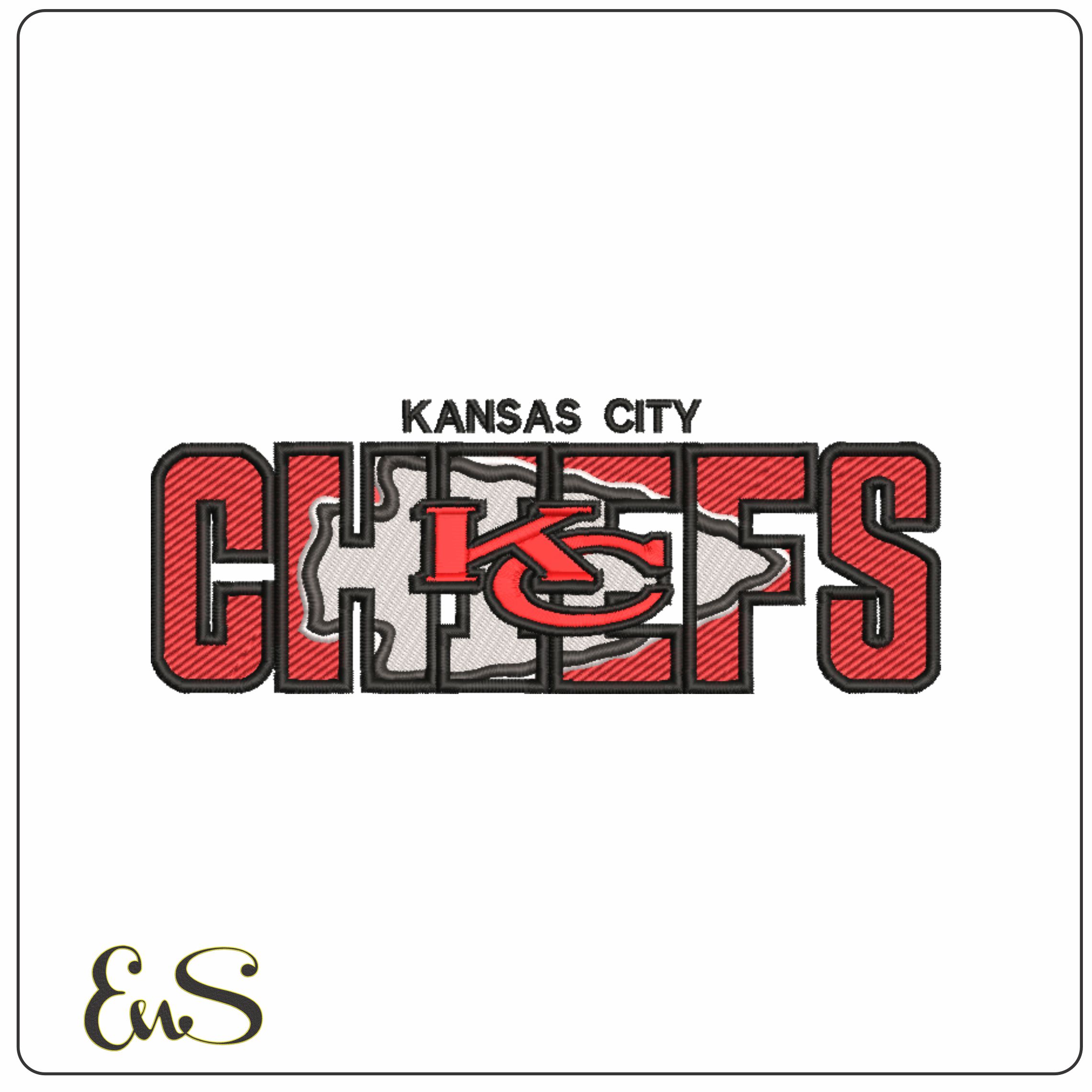 Kansas City Chiefs KC NFL stylized embroidery design -Arrowhead Stadium men's football embroidery machine pattern embroidery file - instant download