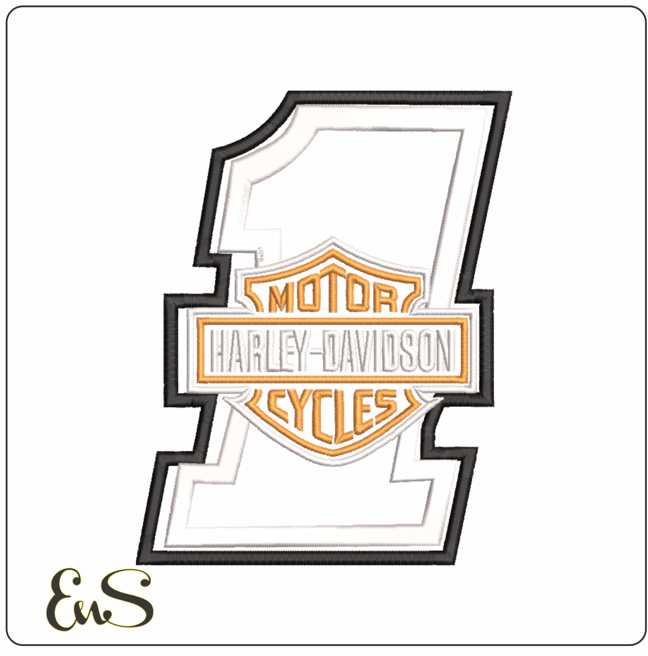 Harley Davidson Motorbike Club Logo embroidery design - group design machine pattern Bike Company embroidery file instant download in a frame