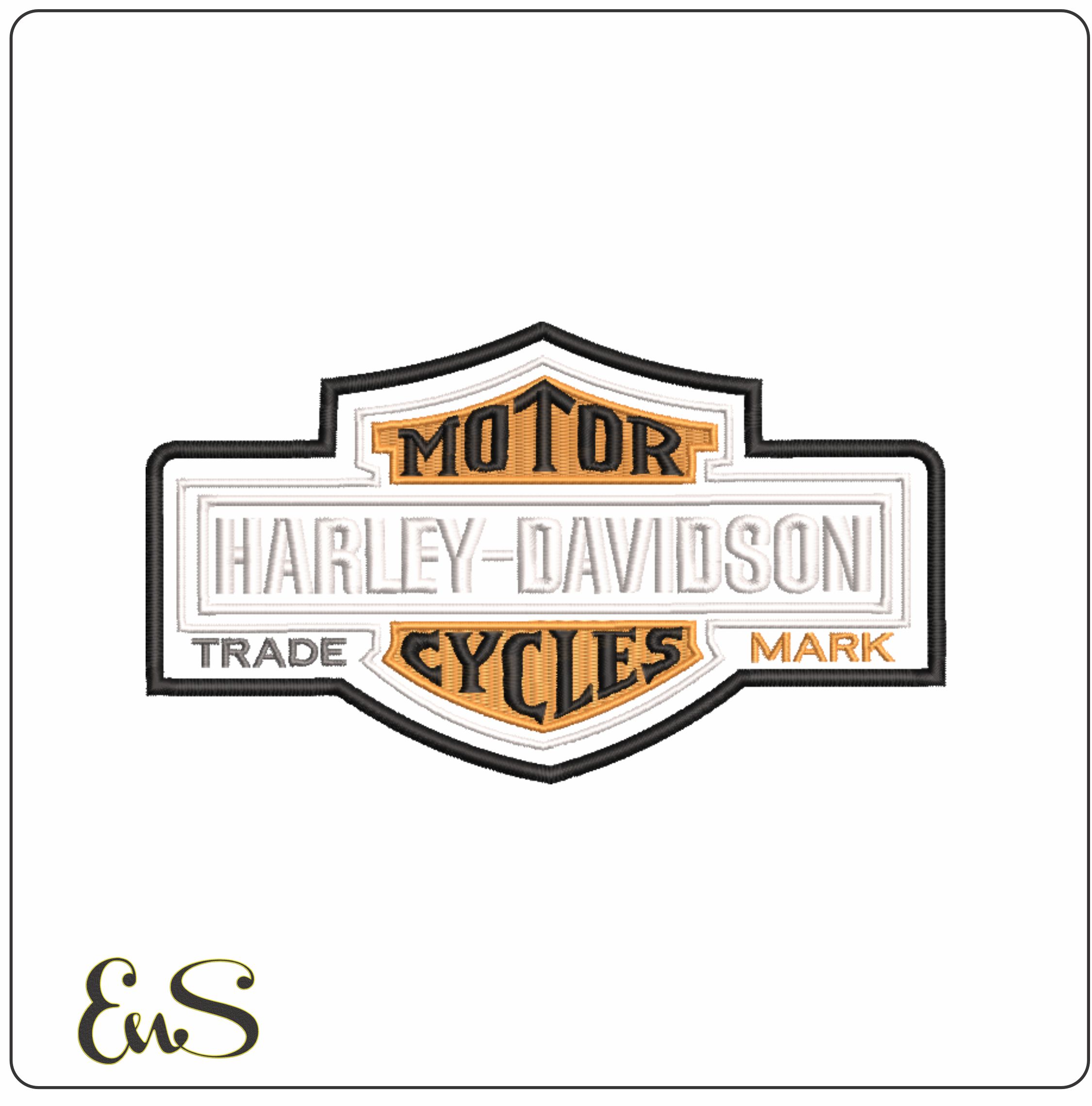 Harley Davidson Motorbike Logo embroidery design - group design machine pattern Bike Company embroidery file instant download in a frame