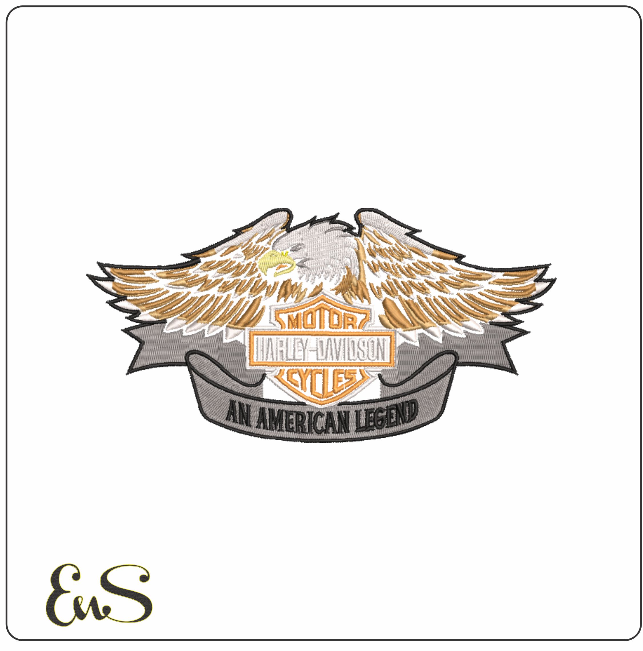 Harley Davidson Motorbike Eagle Logo embroidery design - group design machine pattern Bike Company embroidery file instant download in a frame