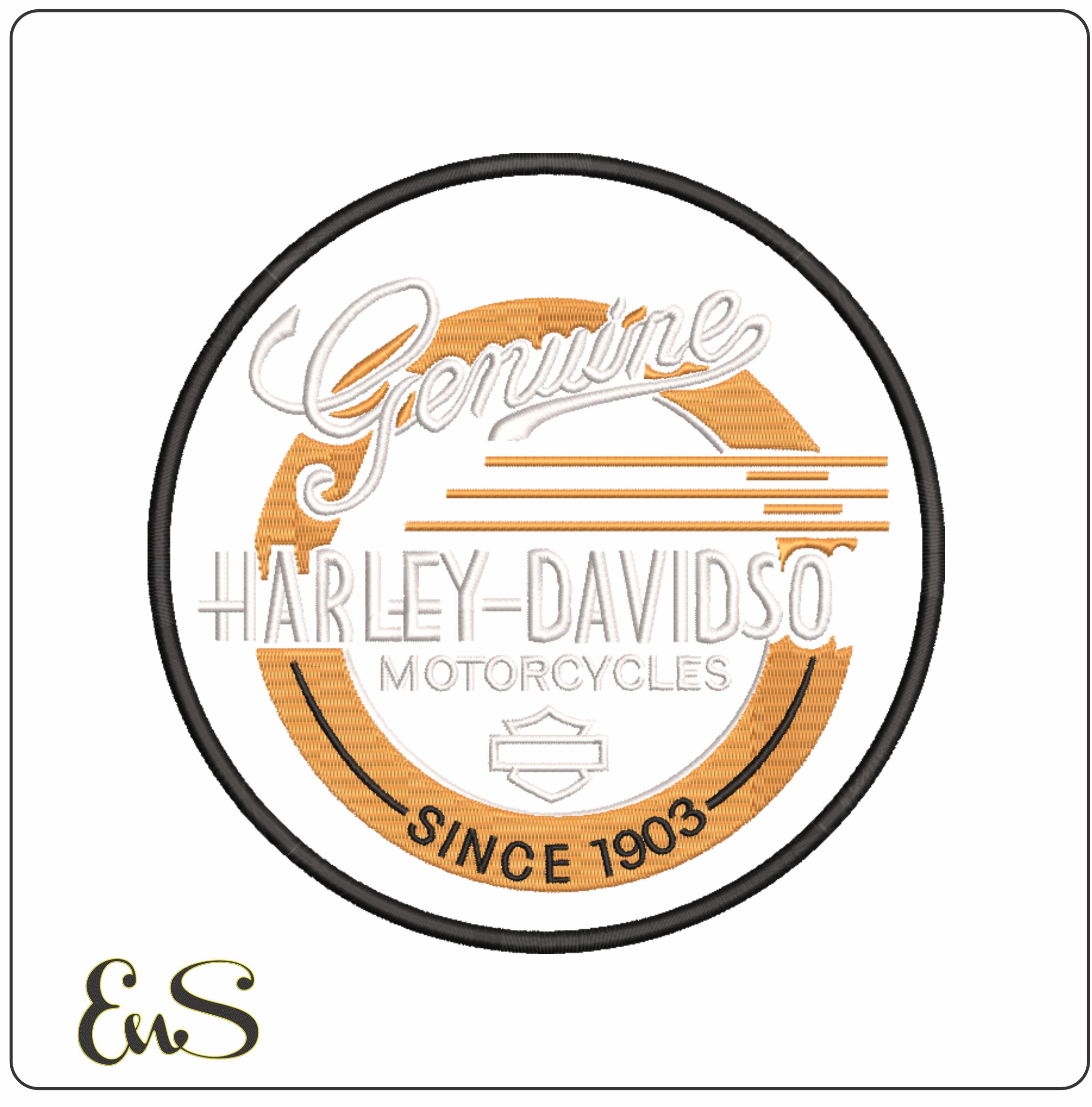 Harley Davidson Motorbike Logo embroidery design - group design machine pattern Bike Company embroidery file instant download in a frame