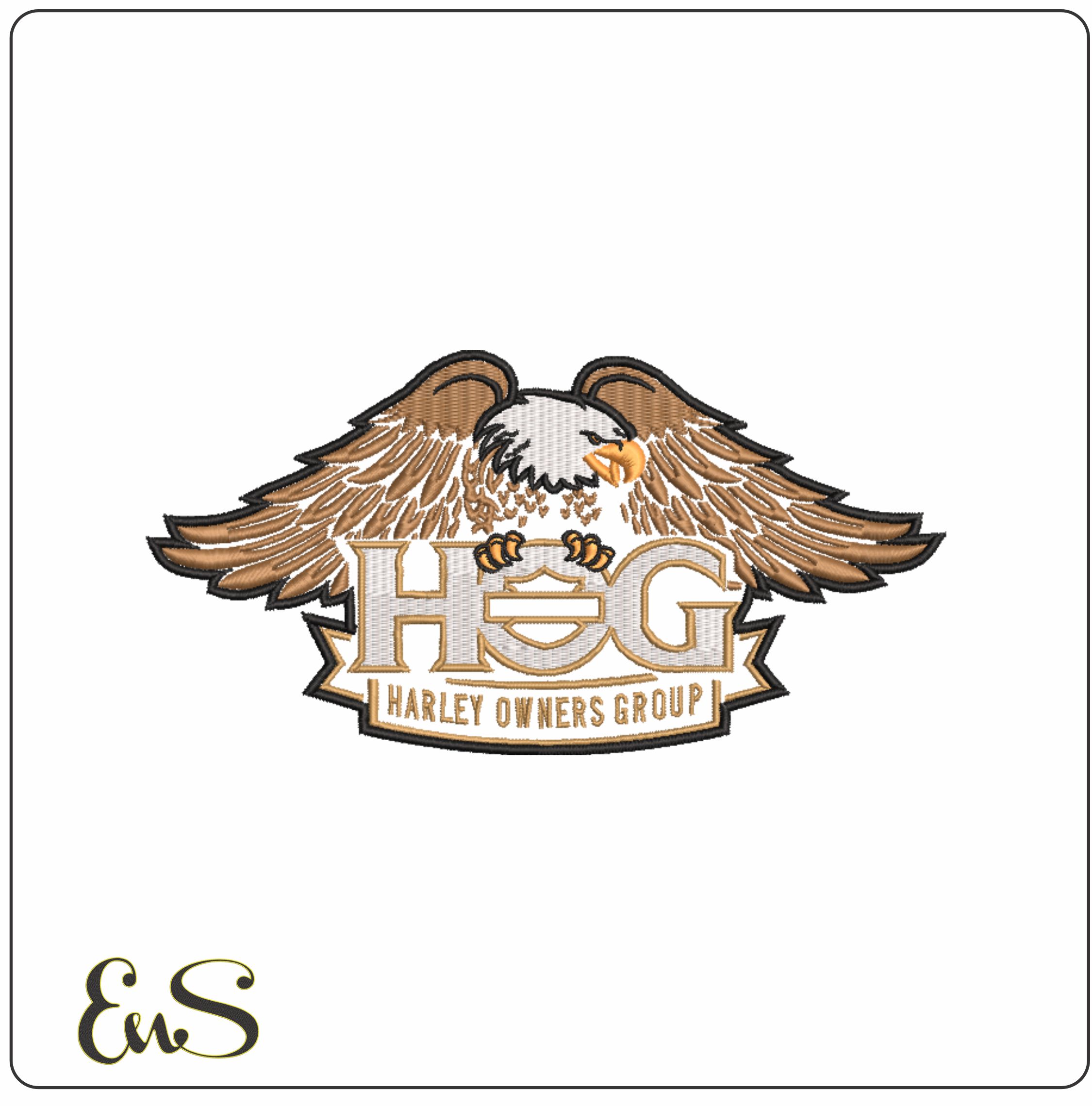 Harley Davidson Hog Eagle Logo embroidery design - group design machine pattern Bike Company embroidery file instant download in a frame