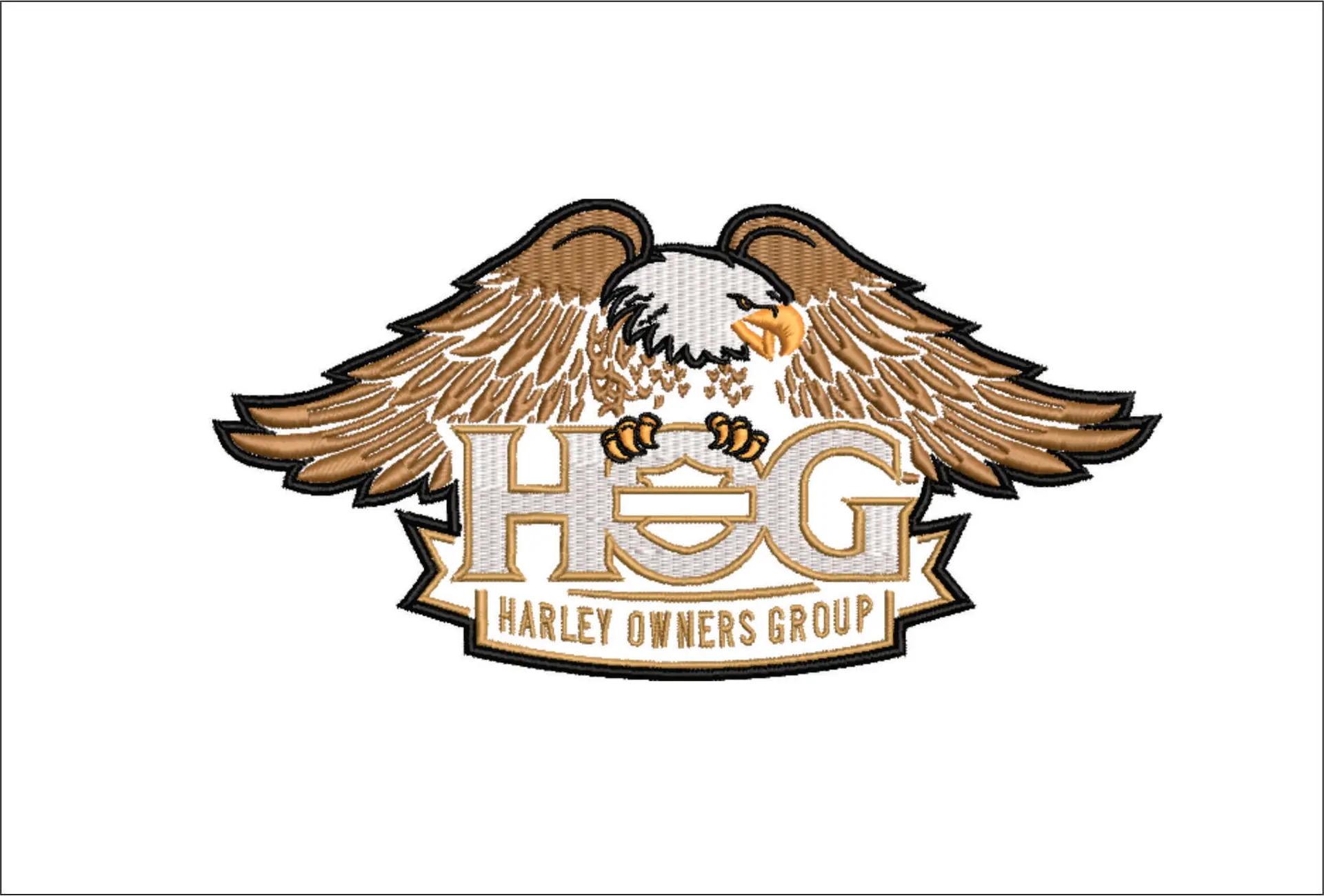 Harley Davidson Hog Eagle Logo embroidery design - group design machine pattern Bike Company embroidery file instant download in a frame