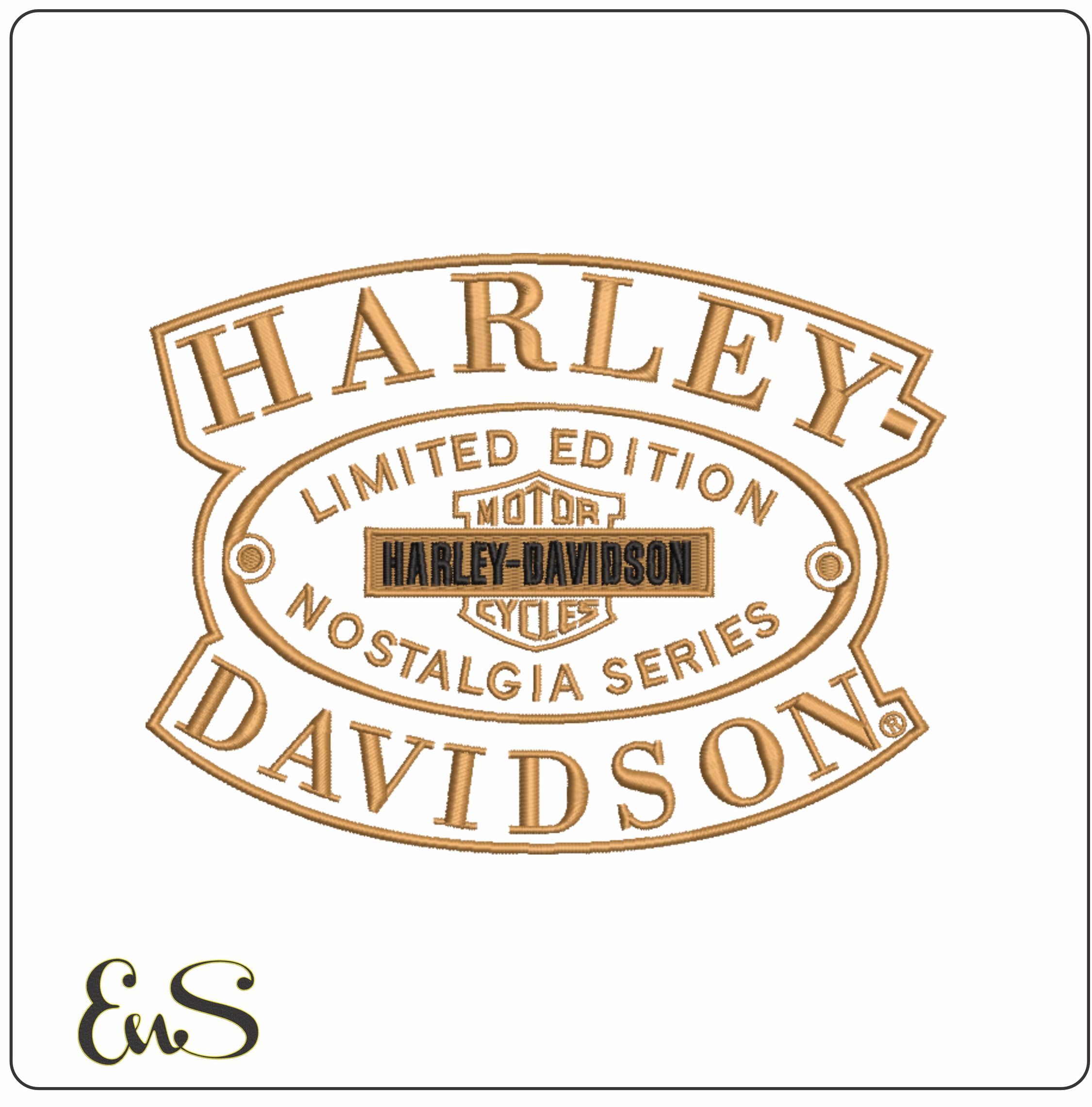 Harley Davidson Old School Logo embroidery design - group design machine pattern Bike Company embroidery file instant download in a frame