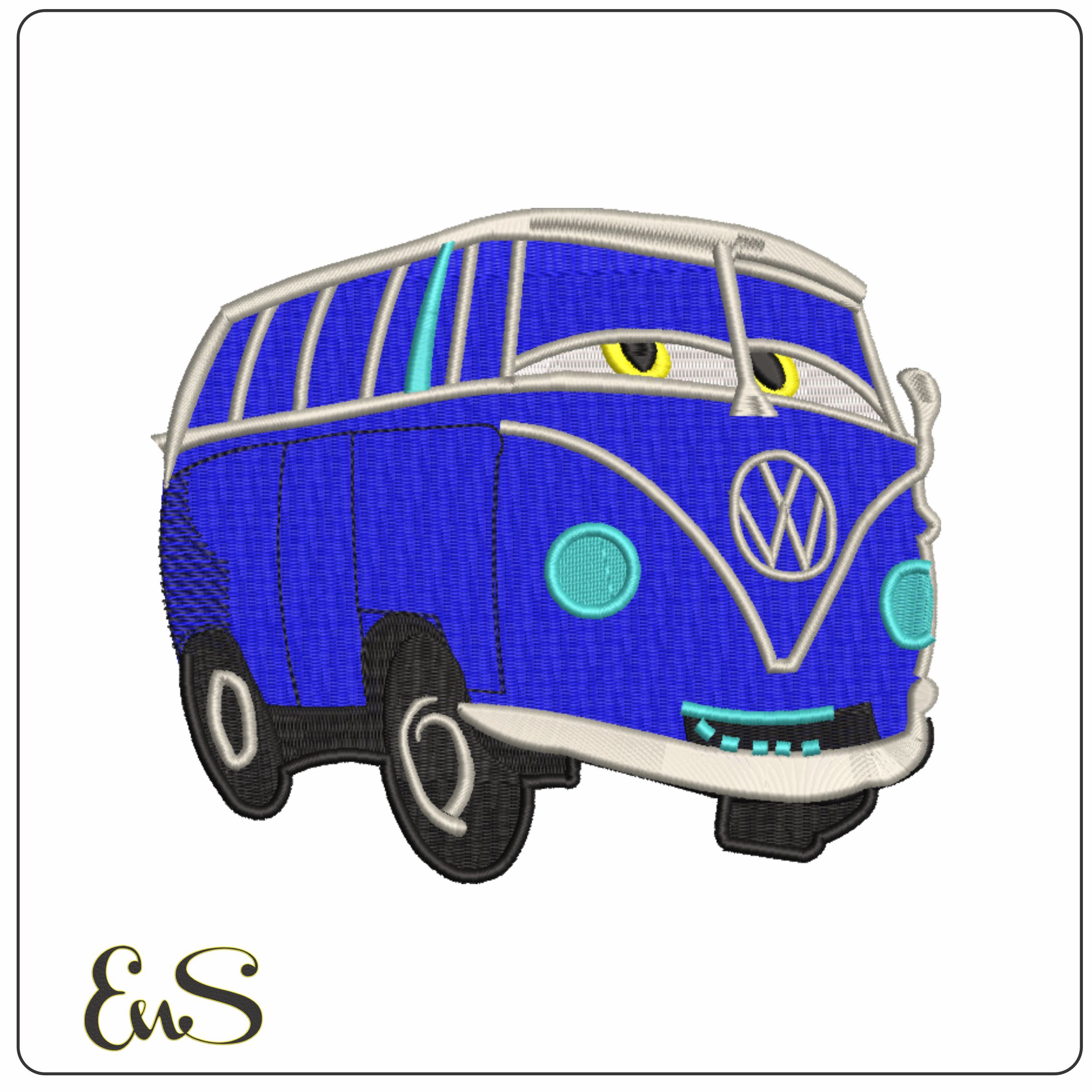 VW Camper Van embroidery design - VW Cartoon Camper embroidery design machine pattern - Car embroidery file - instant download in a frame