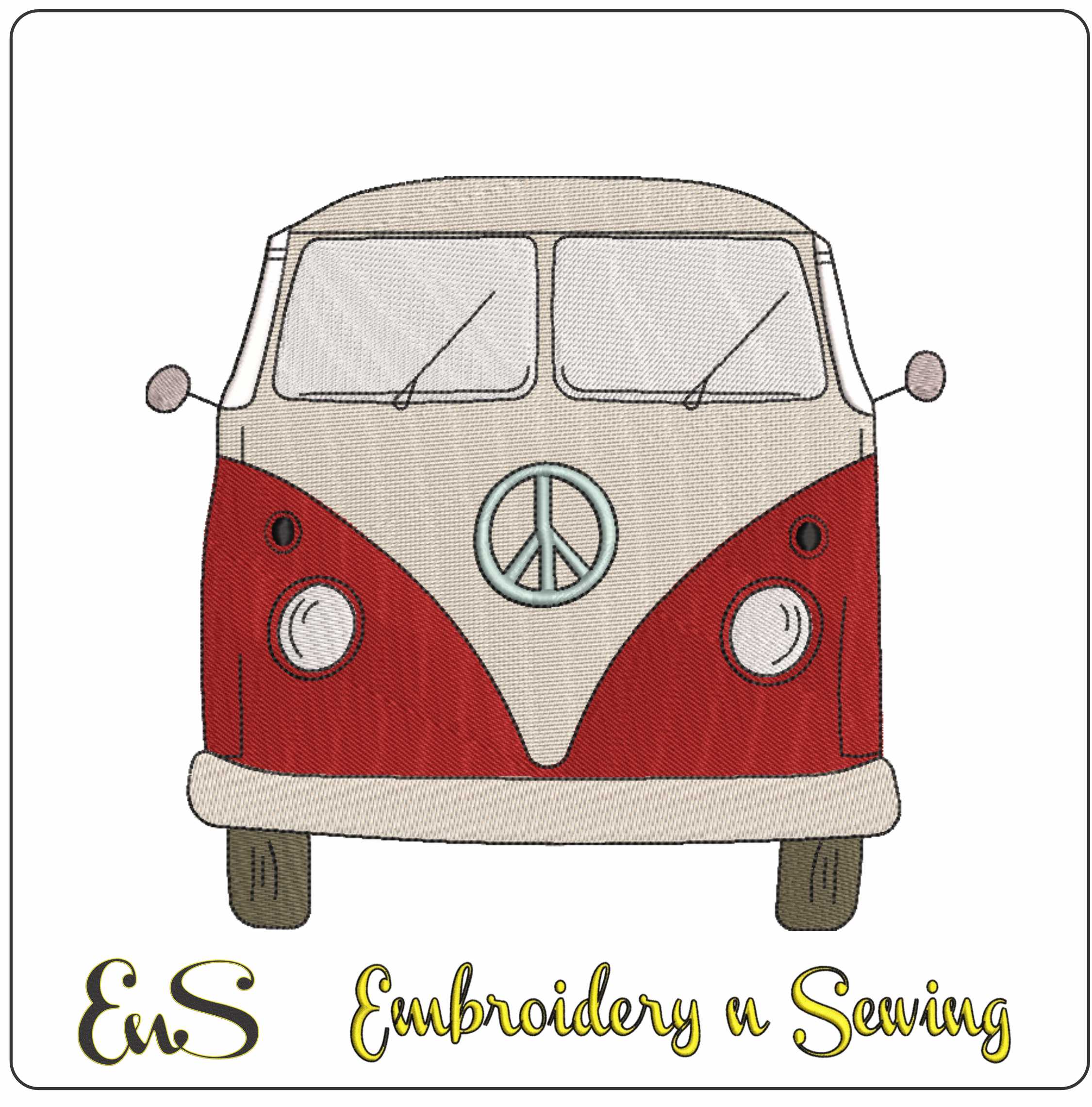 VW Camper Van embroidery design - VW Camper embroidery design machine pattern - Car embroidery file - instant download in a frame