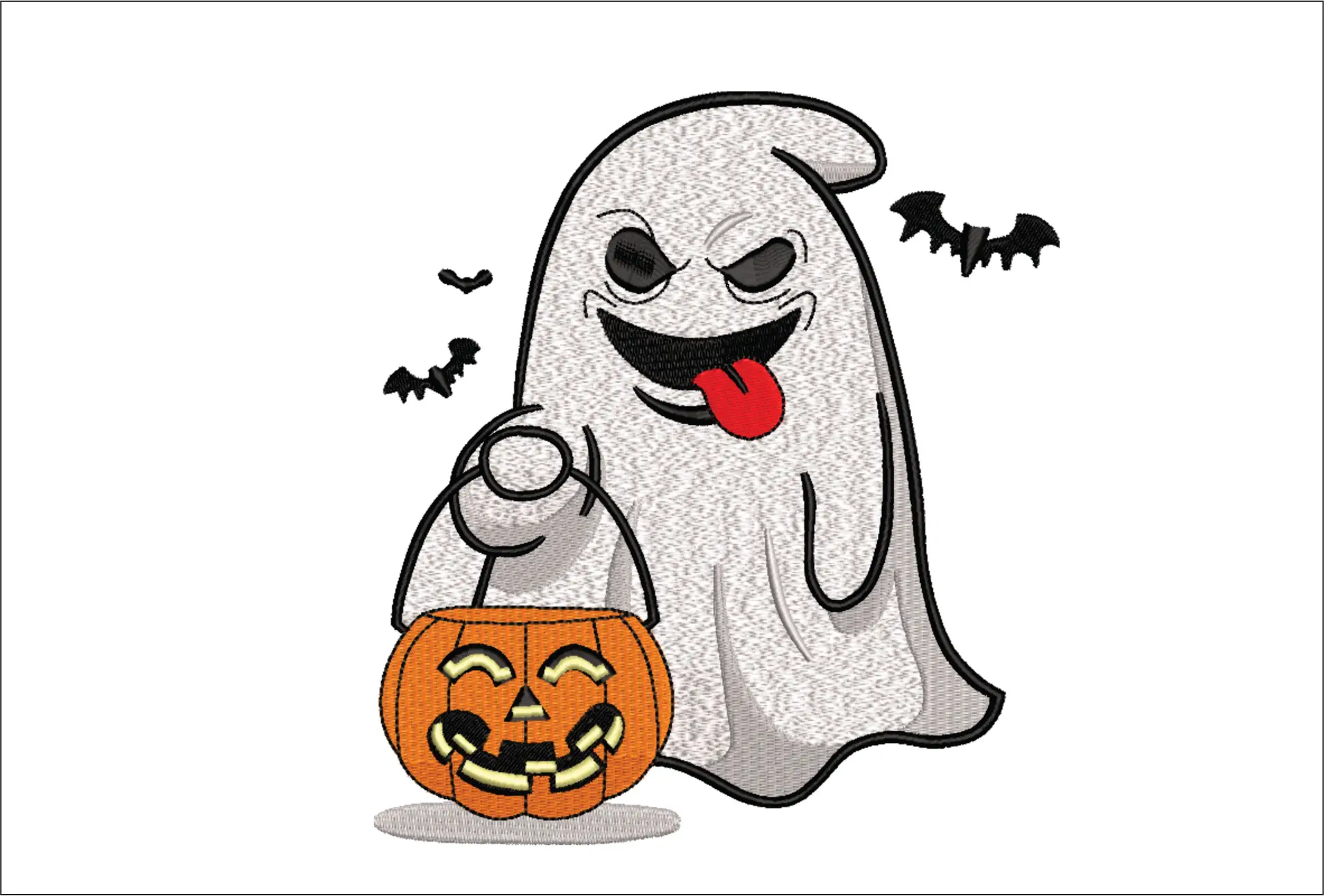 Angry Ghost with Pumpkin - Halloween embroidery design - embroidery file - instant download