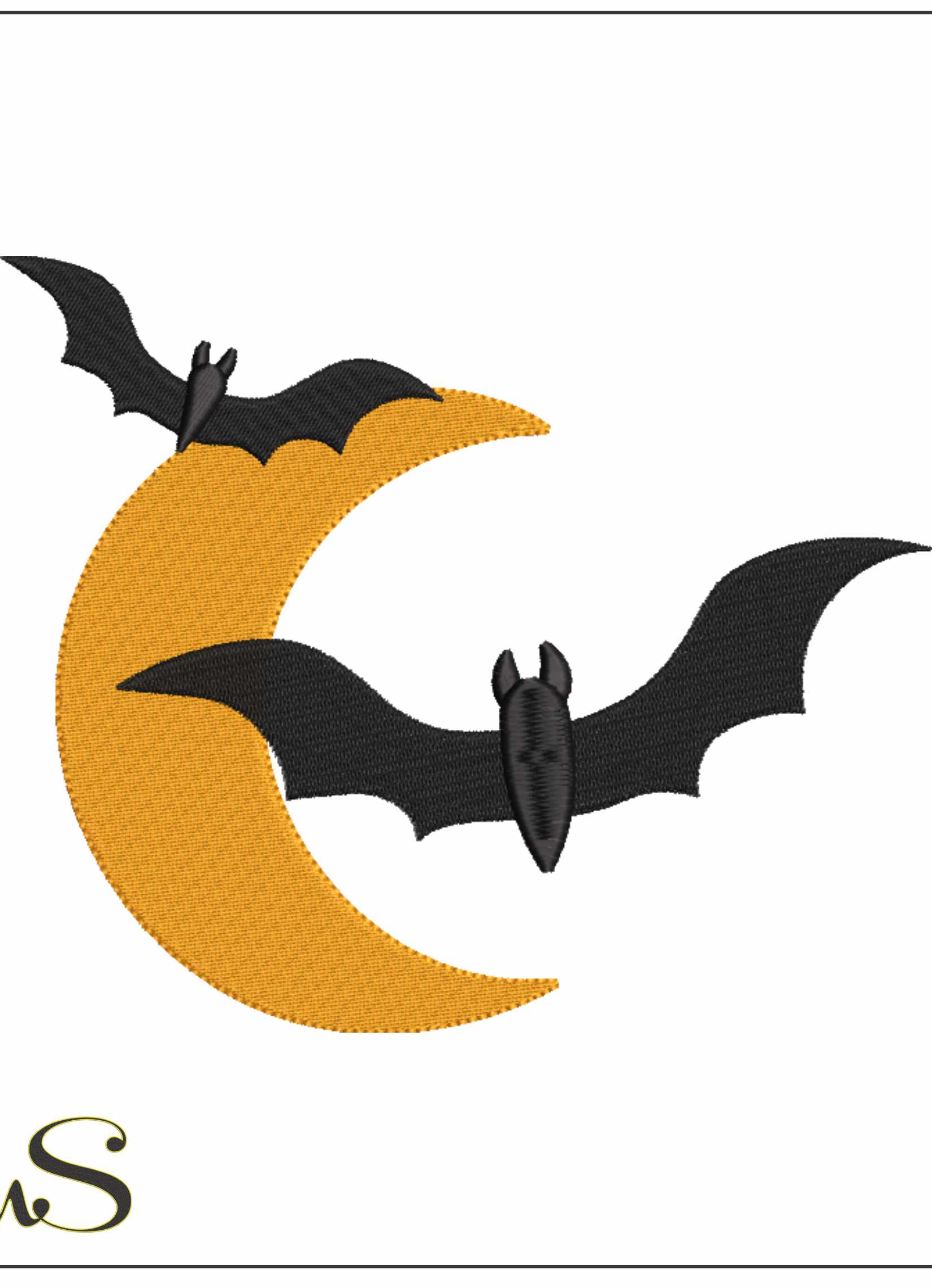Moon and Bats - Halloween embroidery design - embroidery file - instant download