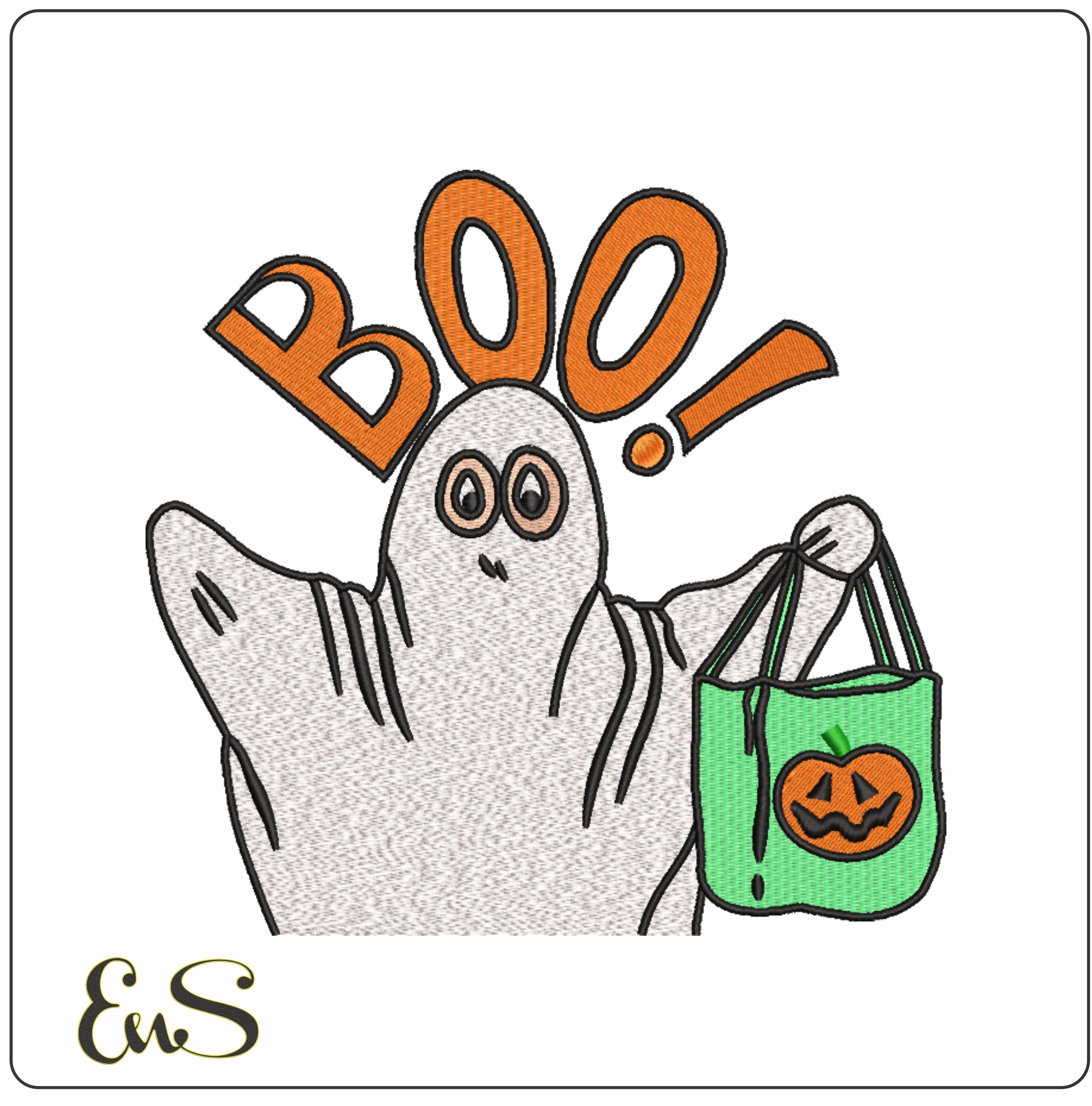 Boo Ghost - Halloween embroidery design - embroidery file - instant download
