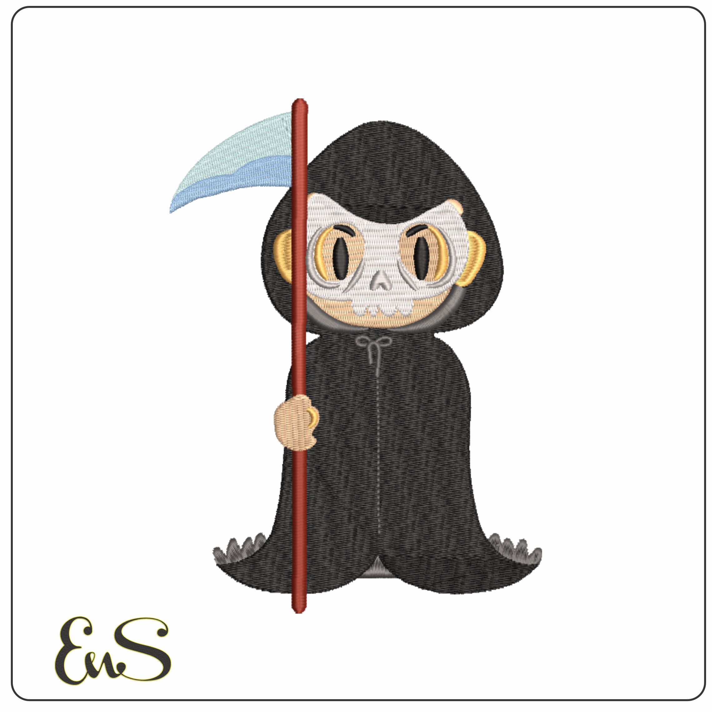 Child Dressed as grim reaper - Halloween embroidery design - embroidery file - instant download