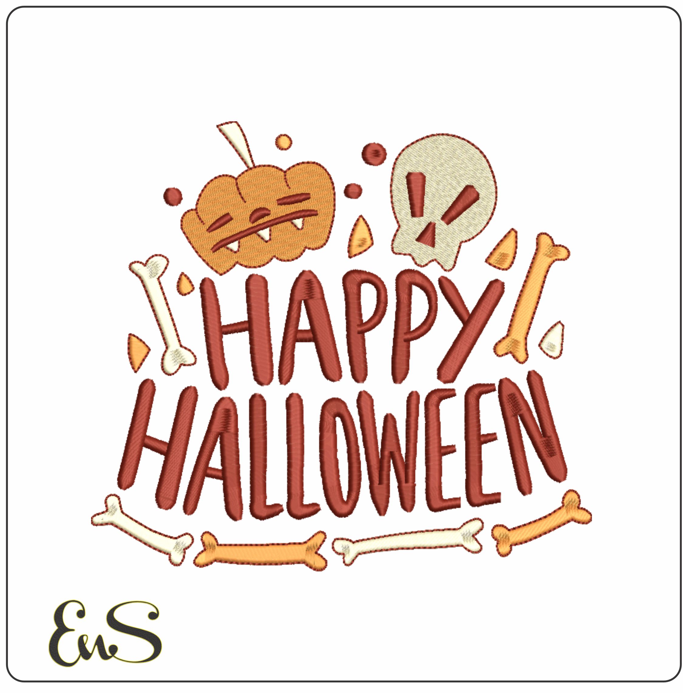 Happy Halloween Pumpkin - Halloween embroidery design - embroidery file - instant download