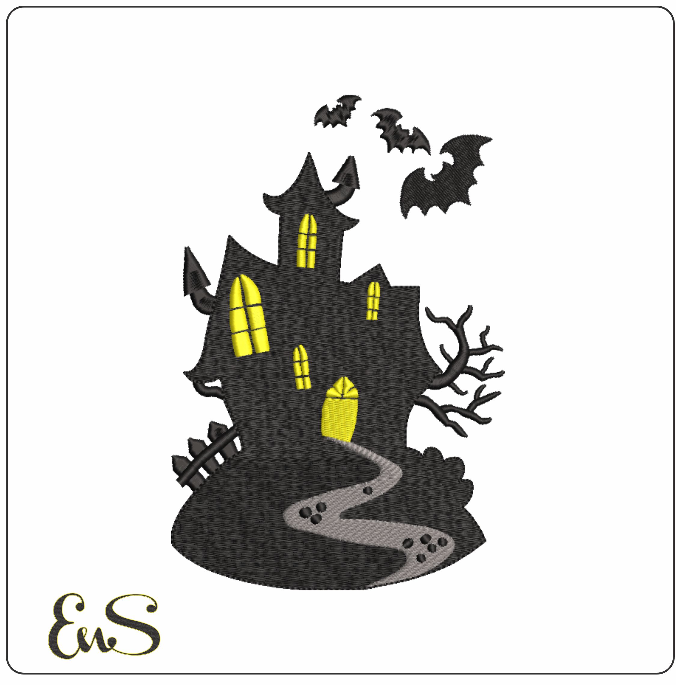 Haunted House - Halloween embroidery design - embroidery file - instant download