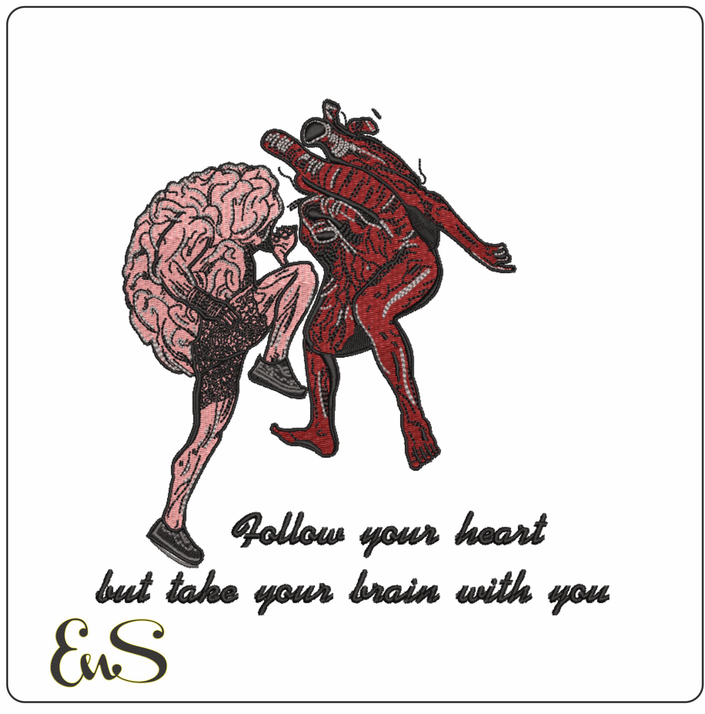 Heart and Brain - Halloween embroidery design - embroidery file - instant download