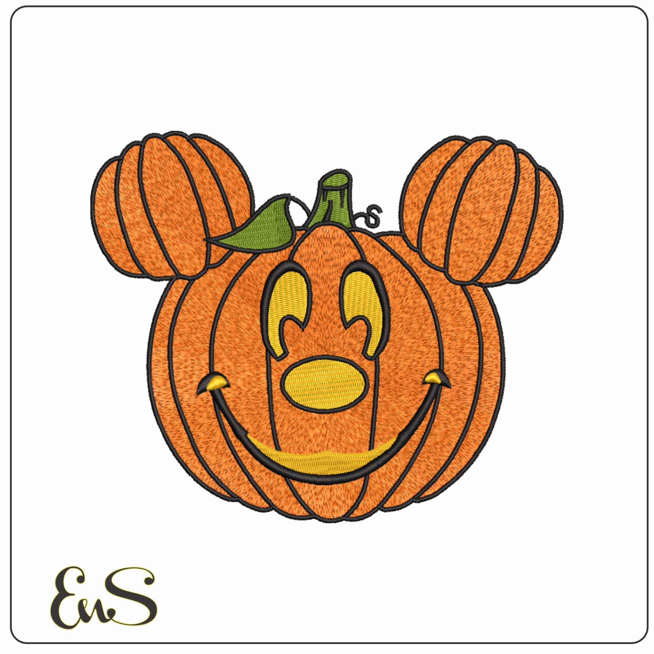 Halloween Mickey Mouse Pumpkin - Halloween embroidery design - embroidery file - instant download