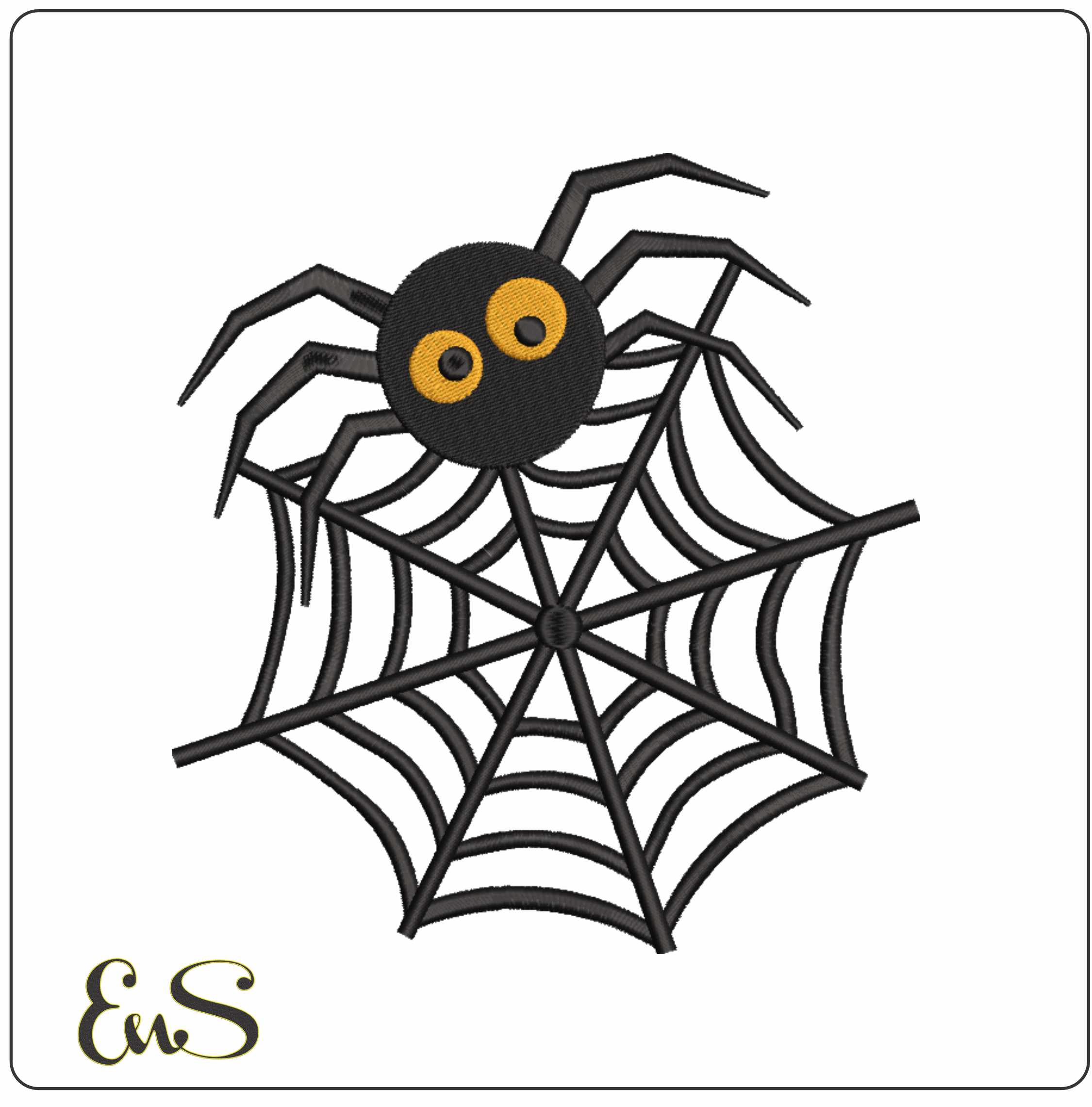 Spider and Web - Halloween embroidery design - embroidery file - instant download