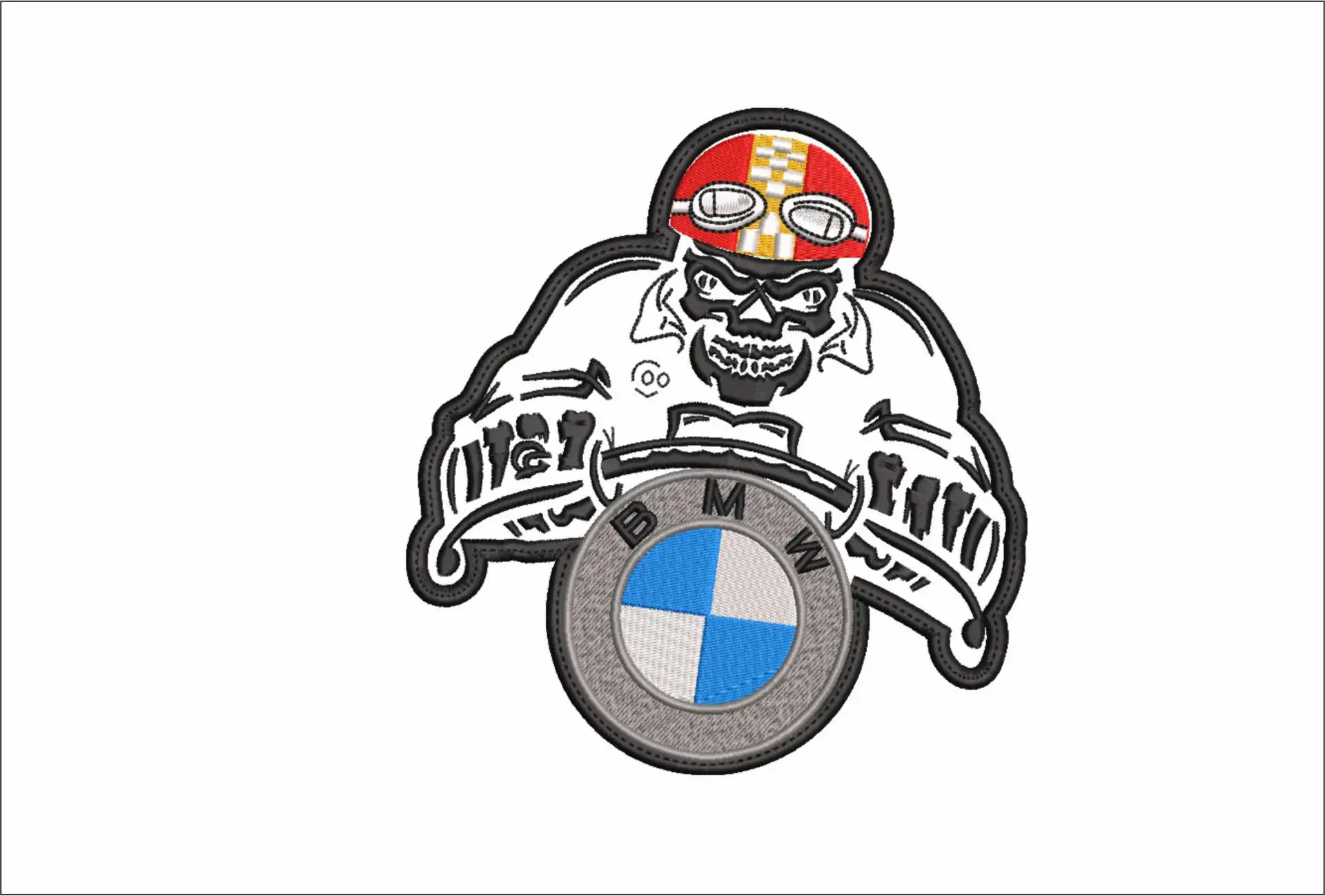 BMW Skull Biker Motorbike Embroidery design - Motor Bike Company machine pattern embroidery file instant download