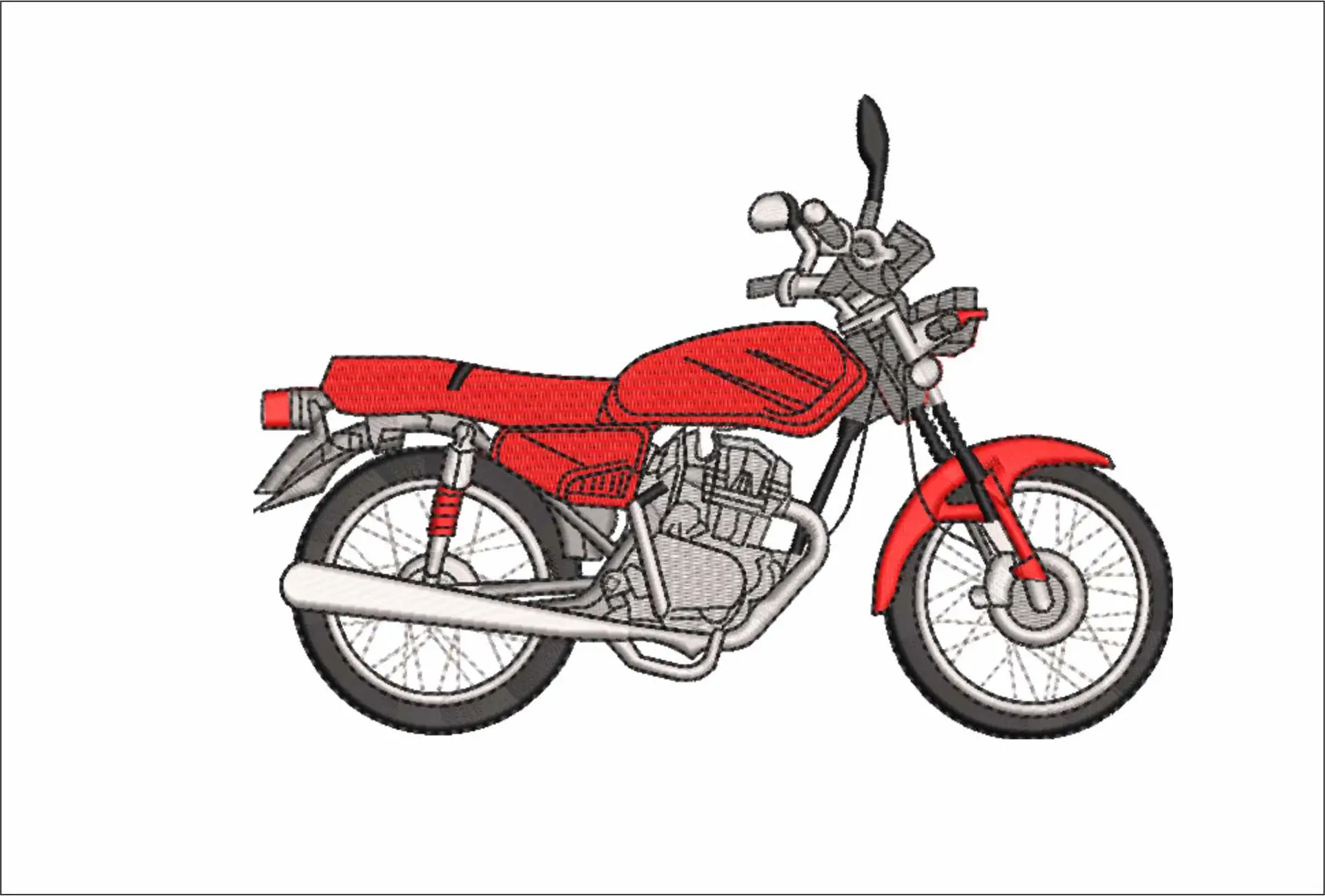 Commuter sit up Bike Motorbike Embroidery design - Motor Bike Company machine pattern embroidery file instant download