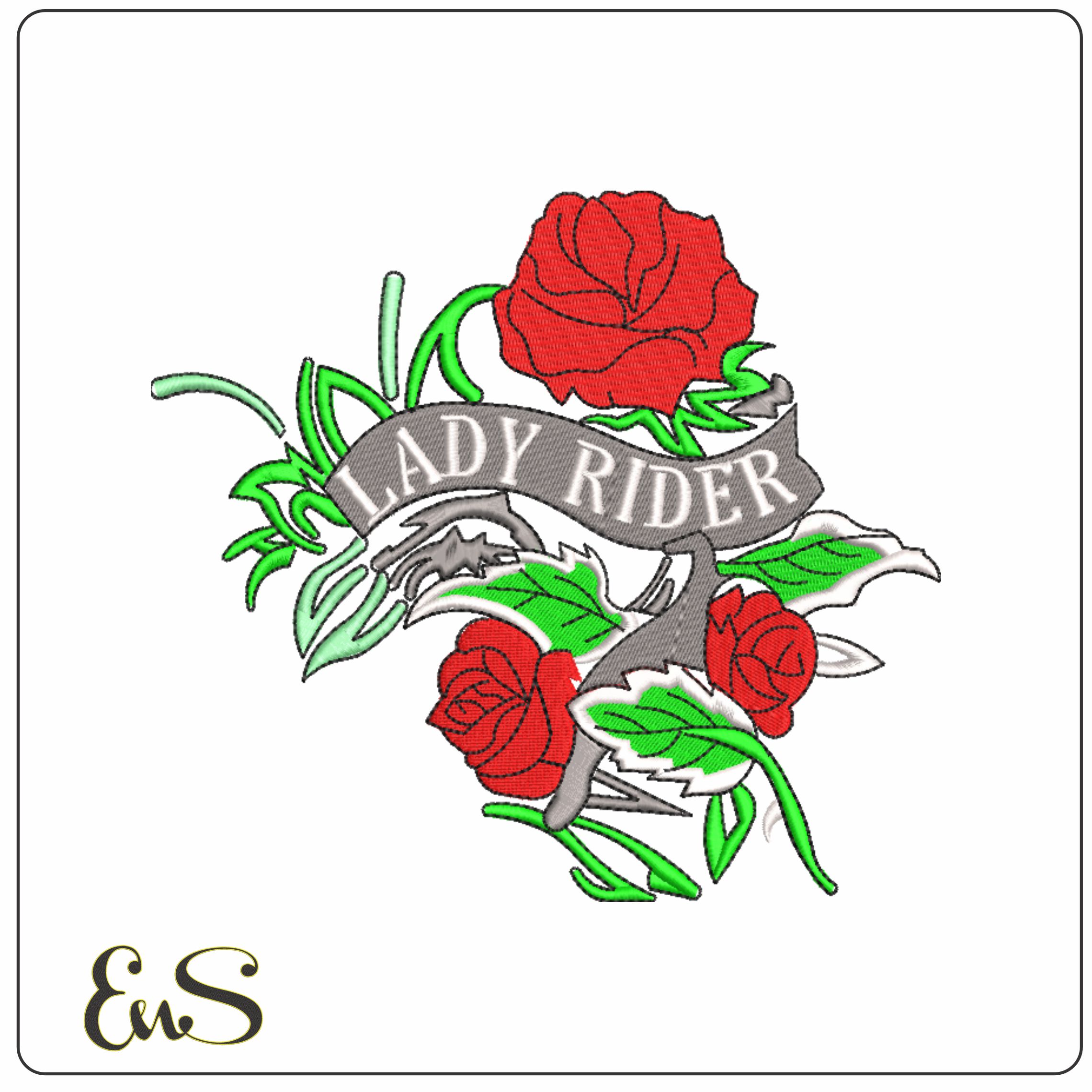Lady Rider Motorbike Embroidery design - Motor Bike Company machine pattern embroidery file instant download