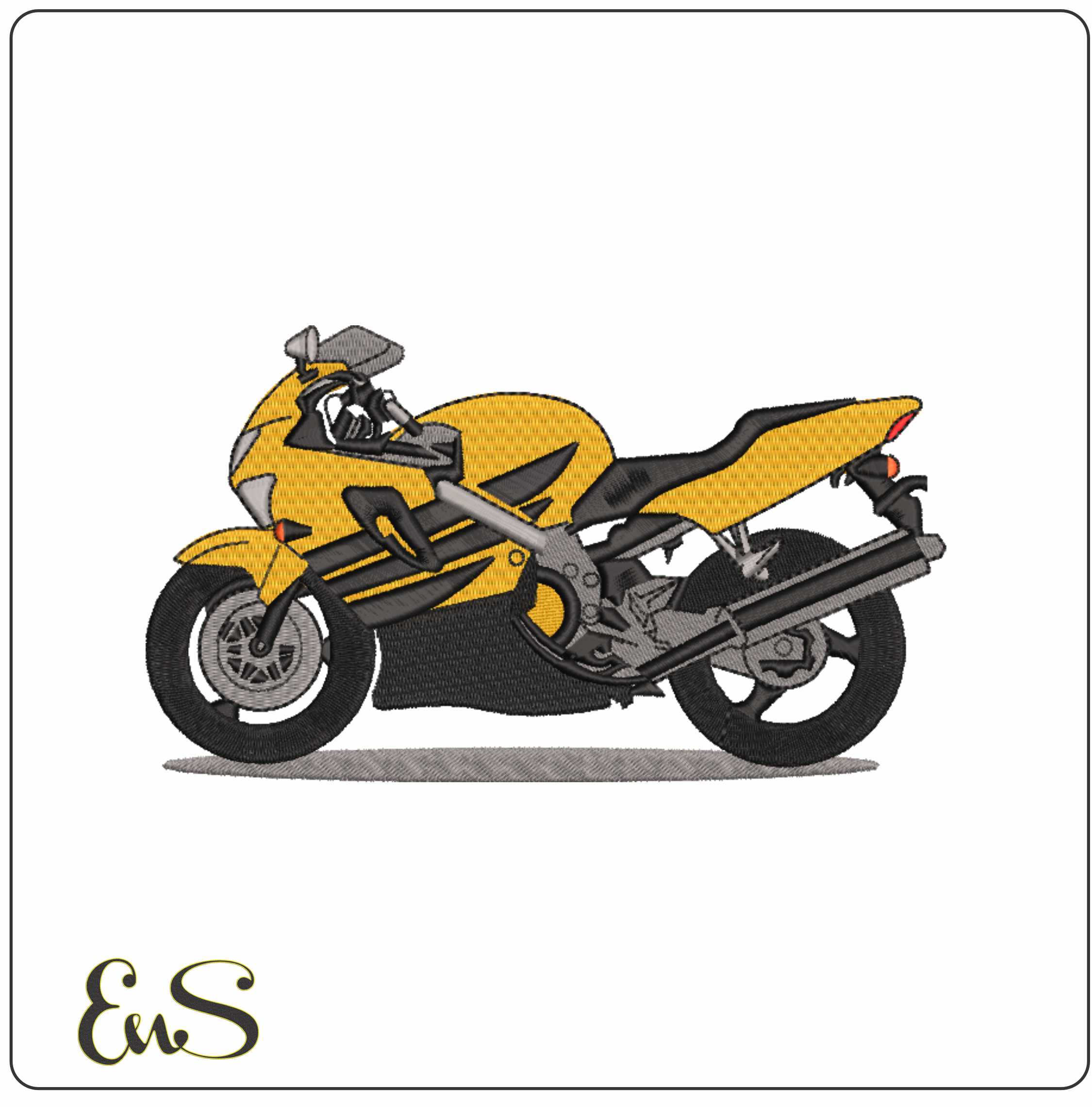 Sports Bike Motorbike Embroidery design - Motor Bike Company machine pattern embroidery file instant download
