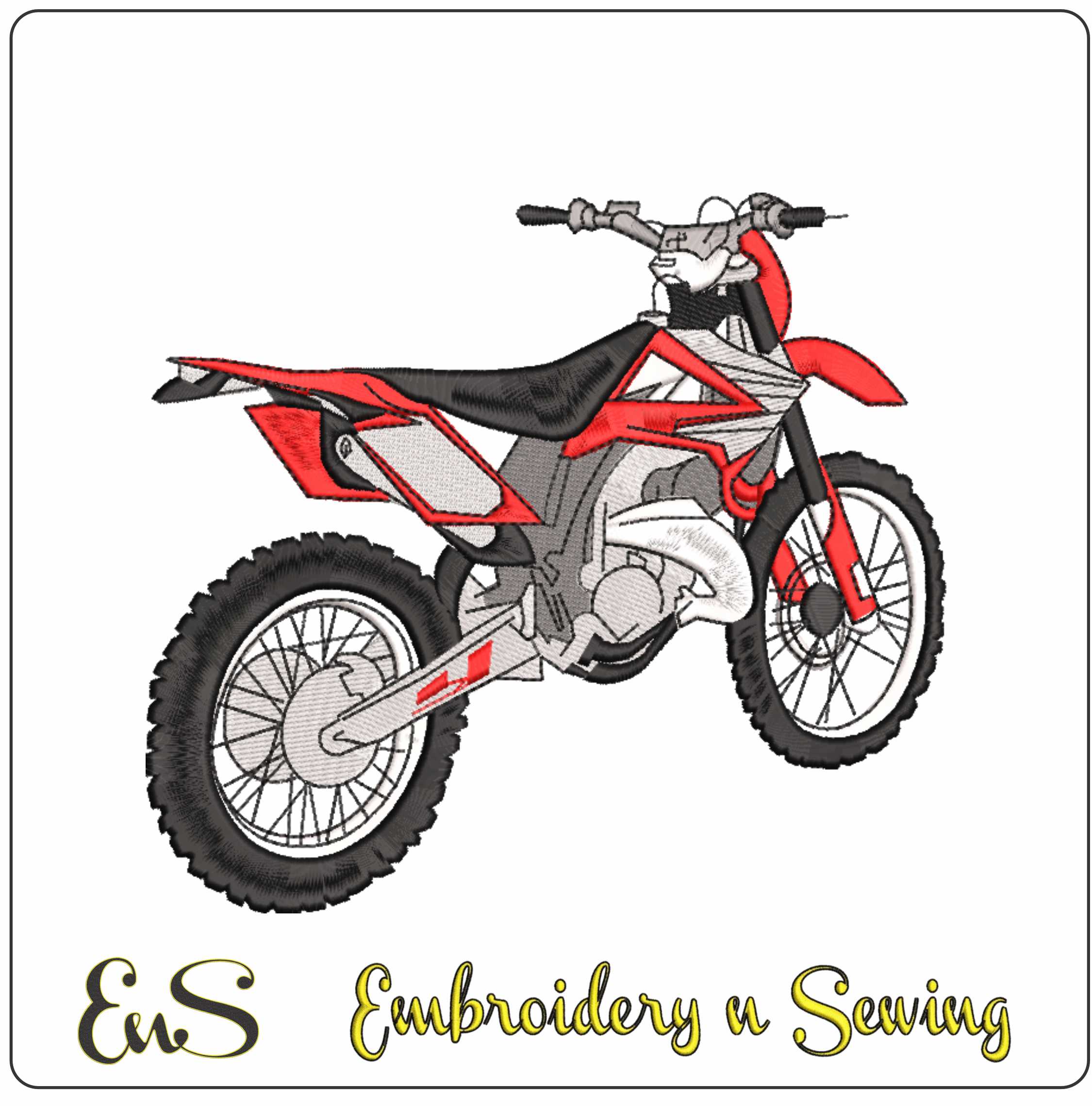 Trials Motocross Motorbike Embroidery design - Motor Bike Company machine pattern embroidery file instant download