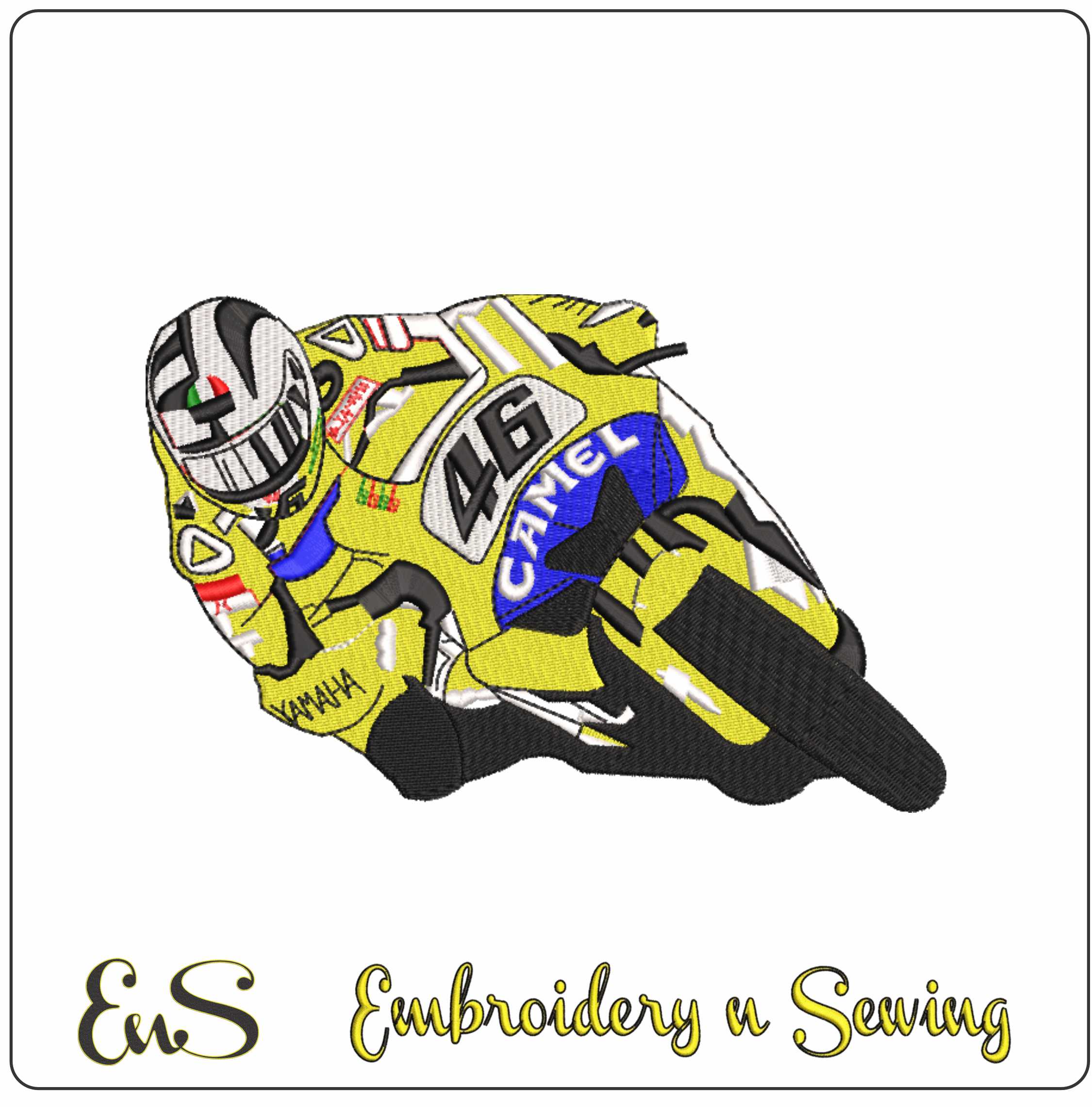 Valentino Rossi VR46 Camel Motorbike Embroidery design - Motor Bike Company machine pattern embroidery file instant download
