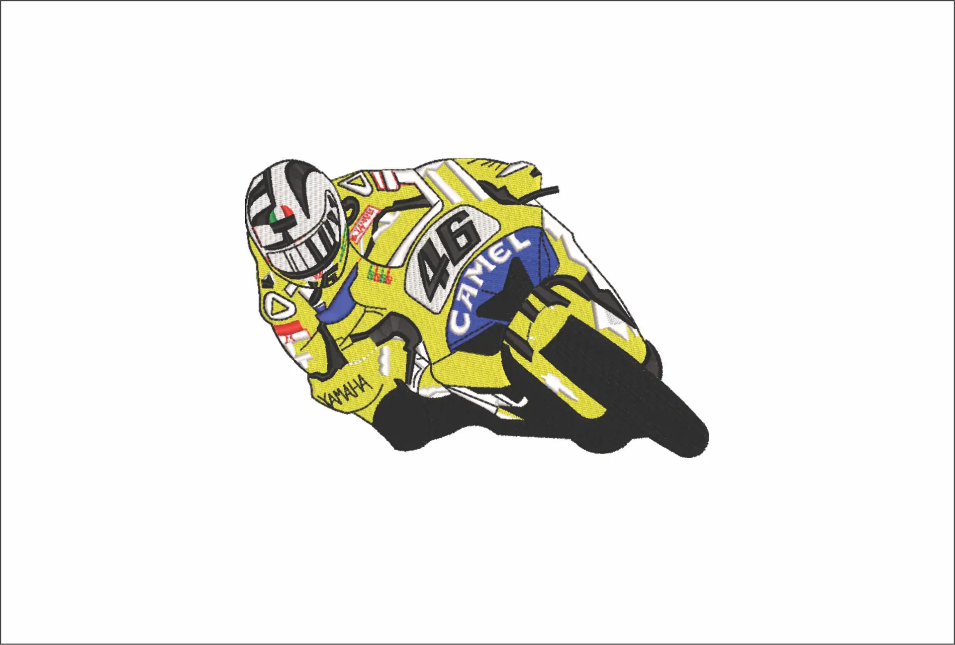Valentino Rossi VR46 Camel Motorbike Embroidery design - Motor Bike Company machine pattern embroidery file instant download