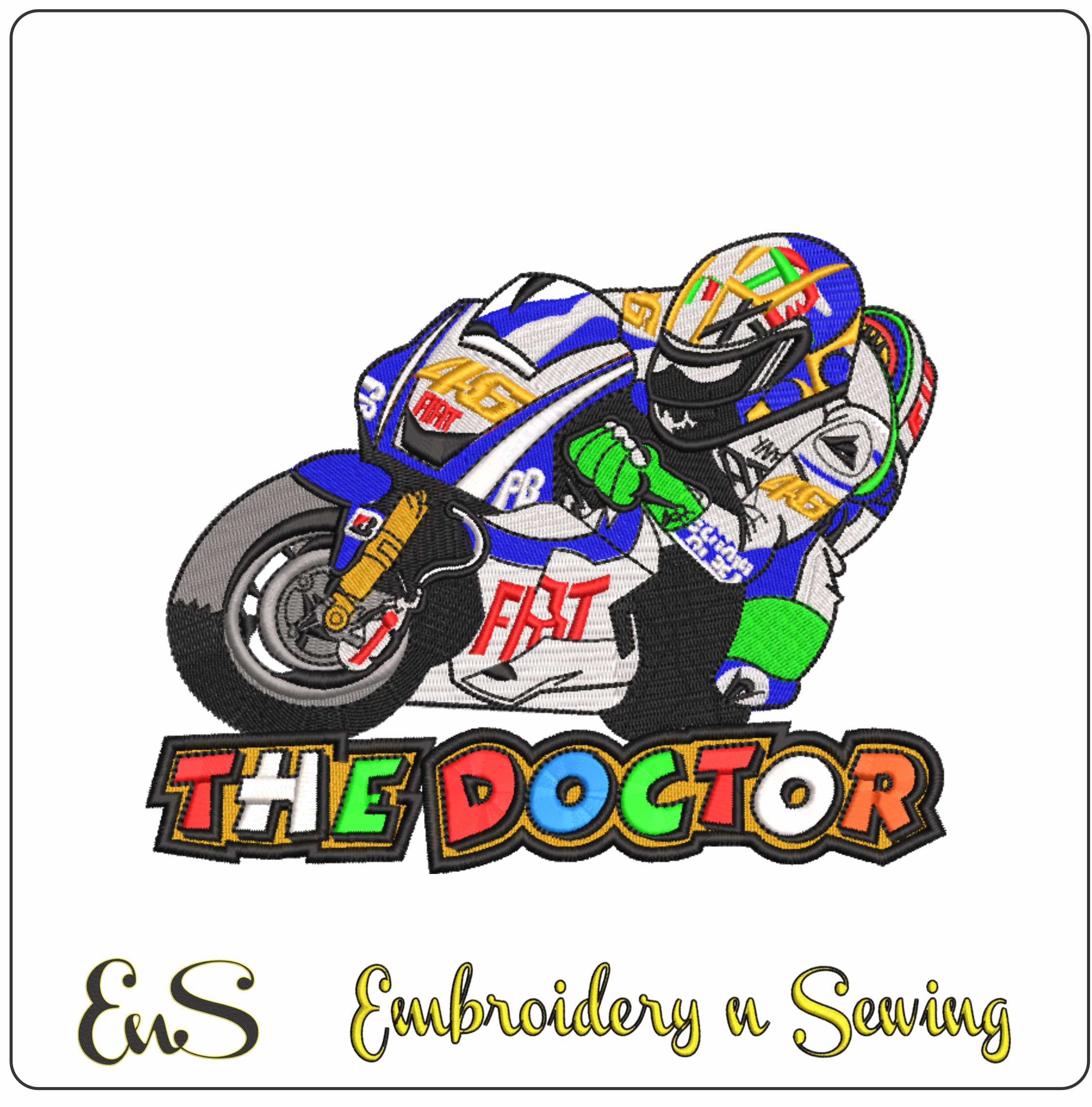 Valentino Rossi The Doctor VR46 Camel Motorbike Embroidery design - Motor Bike Company machine pattern embroidery file instant download