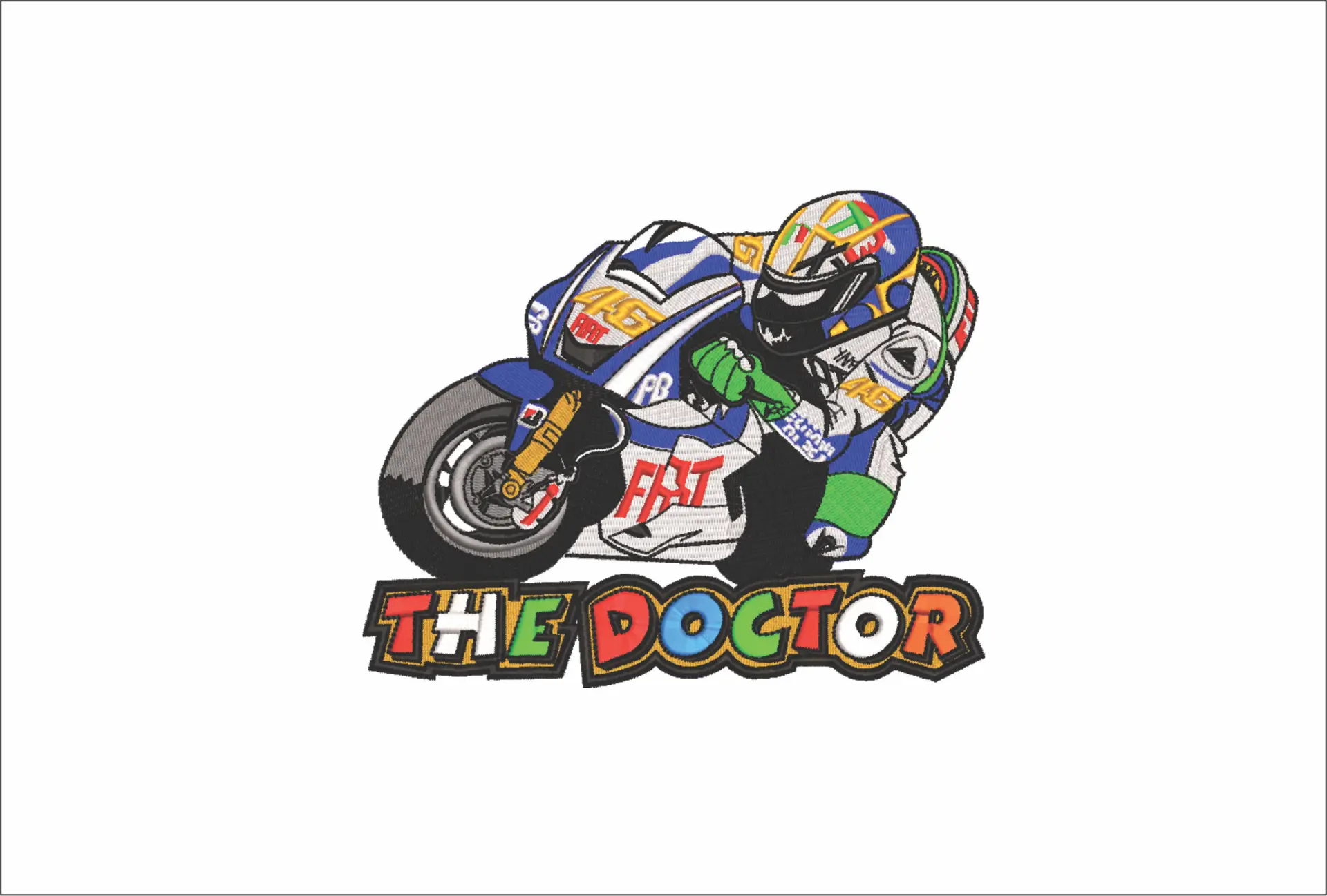 Valentino Rossi The Doctor VR46 Camel Motorbike Embroidery design - Motor Bike Company machine pattern embroidery file instant download
