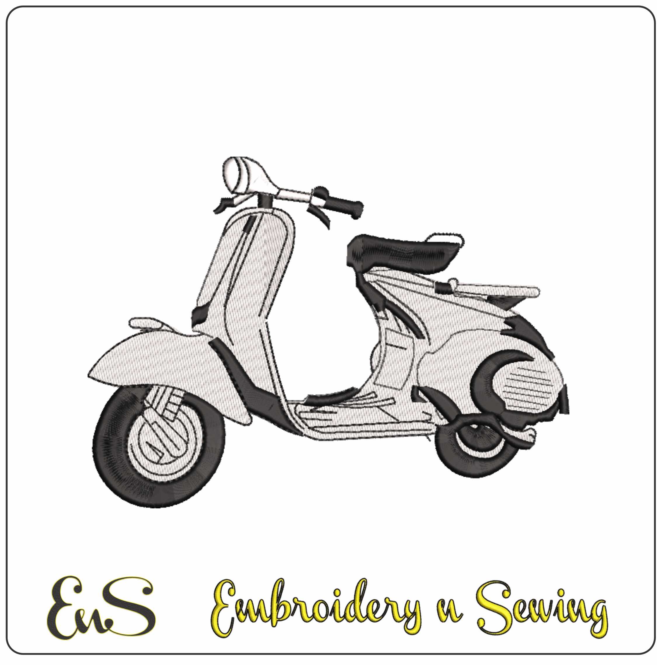 Scooter Lambreta Motocross Motorbike Embroidery design - Motor Bike Company machine pattern embroidery file instant download